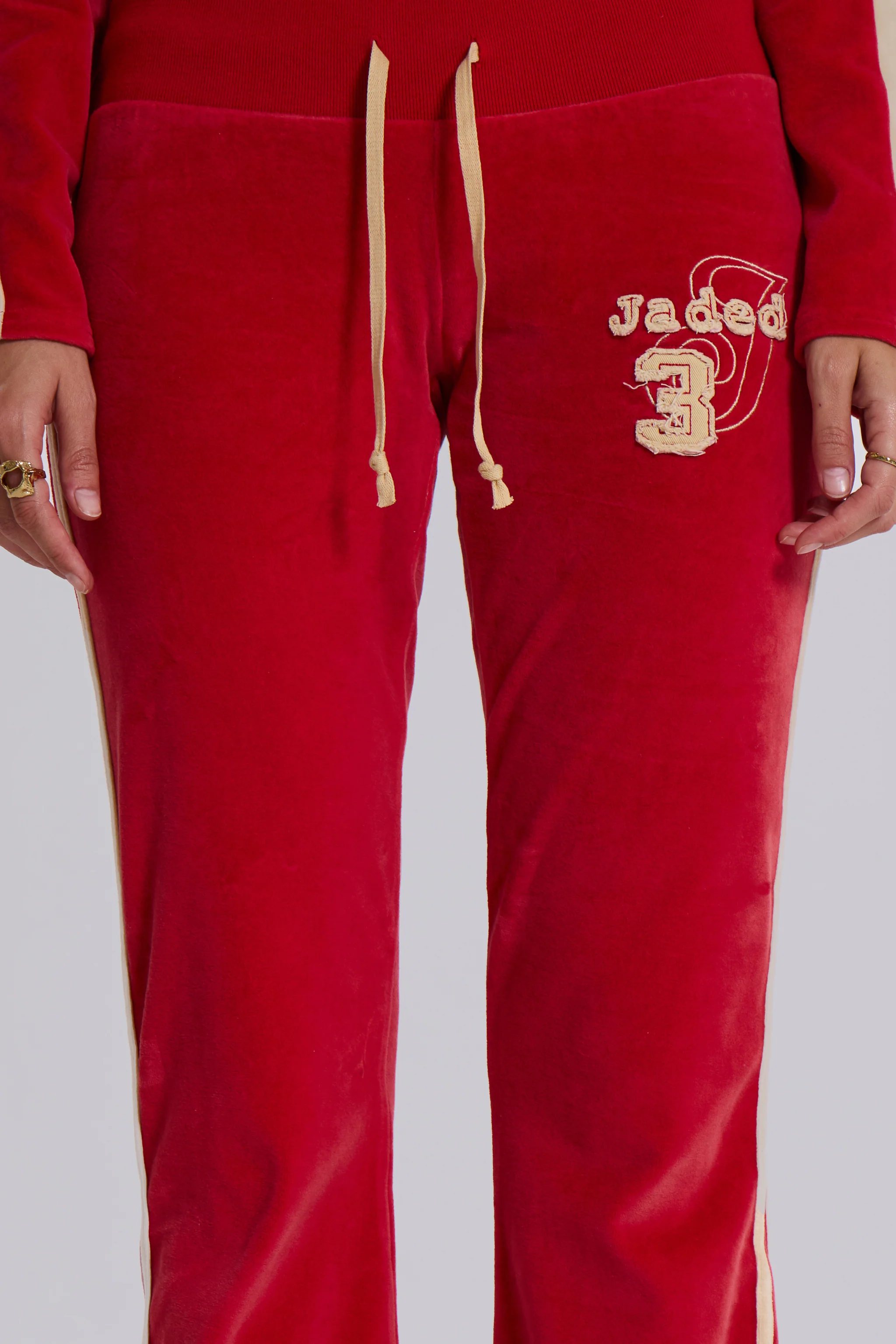 Red Three Velour Low-rise Bootcut Trousers 5 Red Three Velour Low-rise Bootcut Trousers