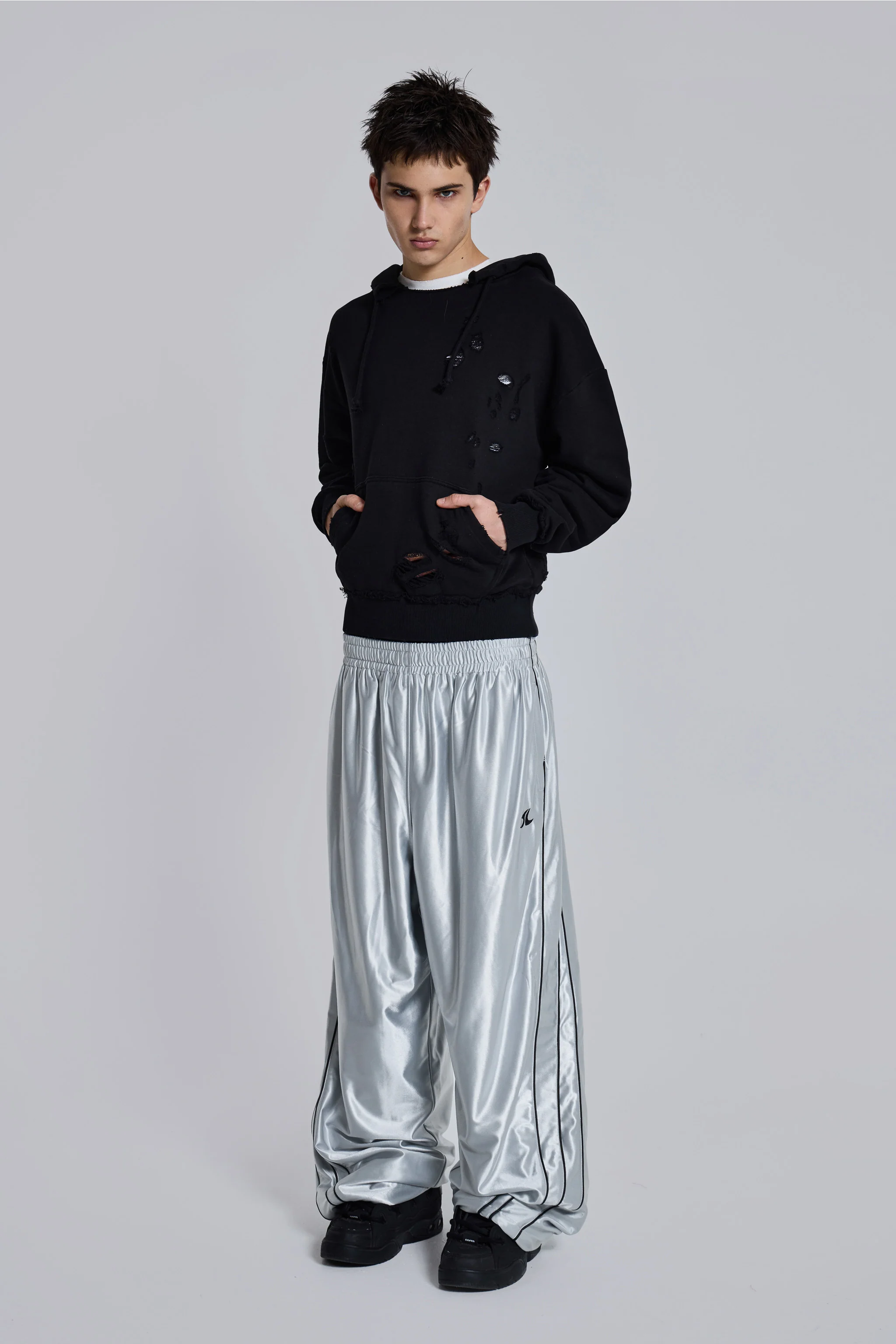 Silver Metallic Vapor Joggers 1 Silver Metallic Vapor Joggers