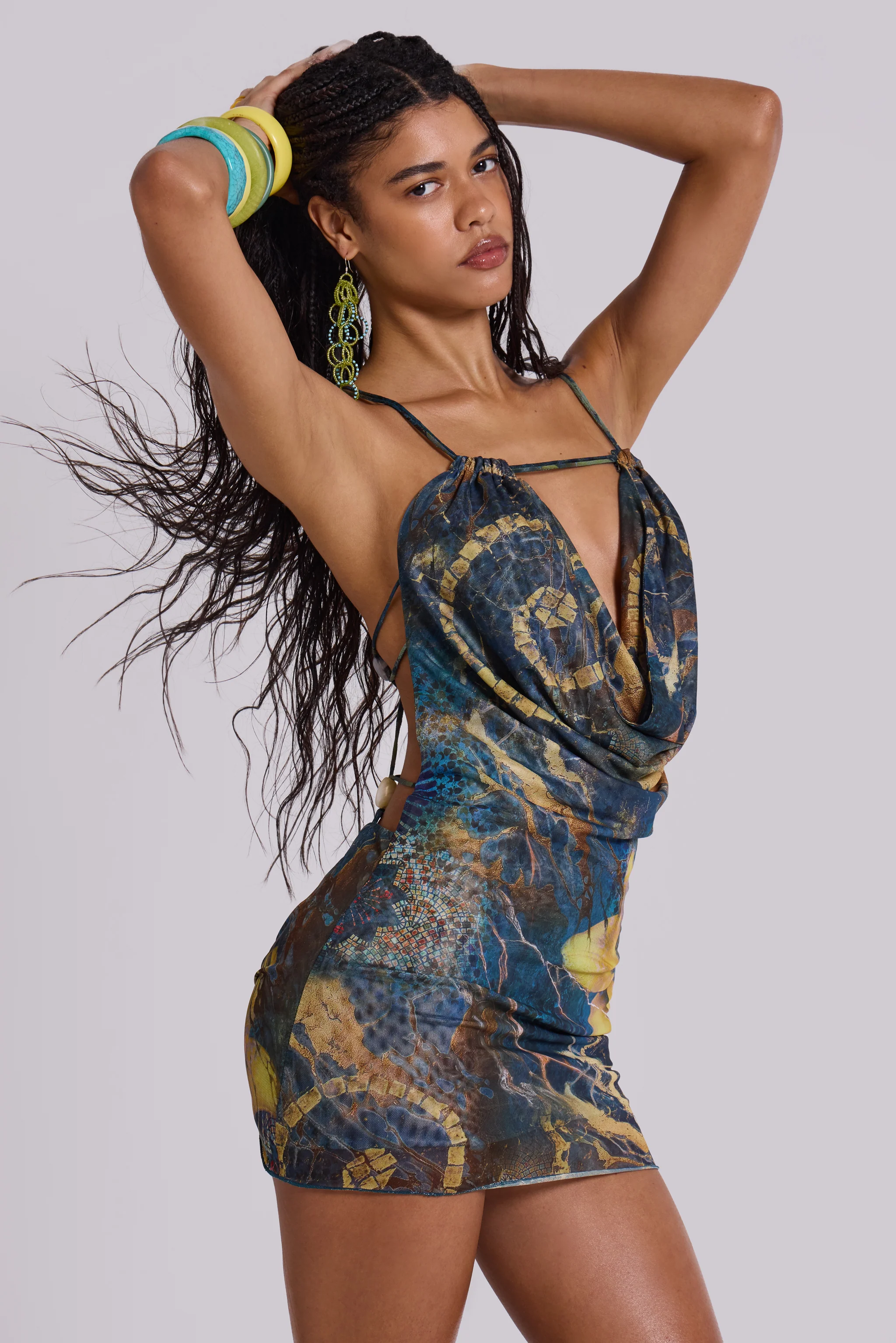 Luiza Mesh Beaded Backless Mini Dress 2 Luiza Mesh Beaded Backless Mini Dress