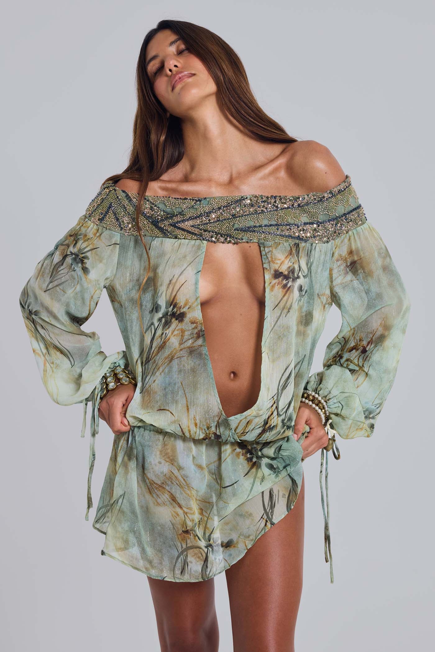Breccia Embellished Mini Dress 1 Breccia Embellished Mini Dress