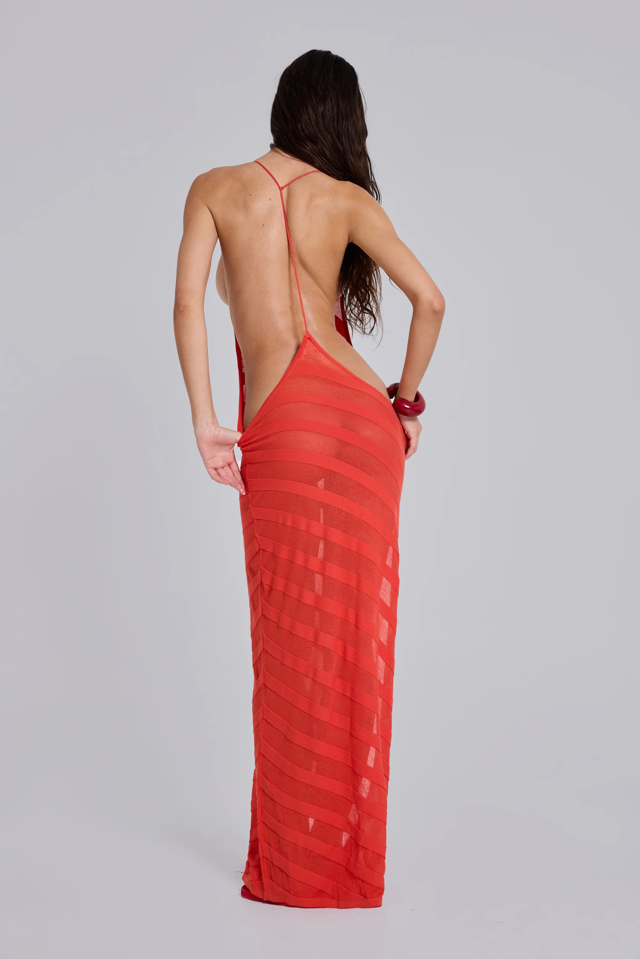Noir Knit Maxi Dress in Coral 2 Noir Knit Maxi Dress in Coral
