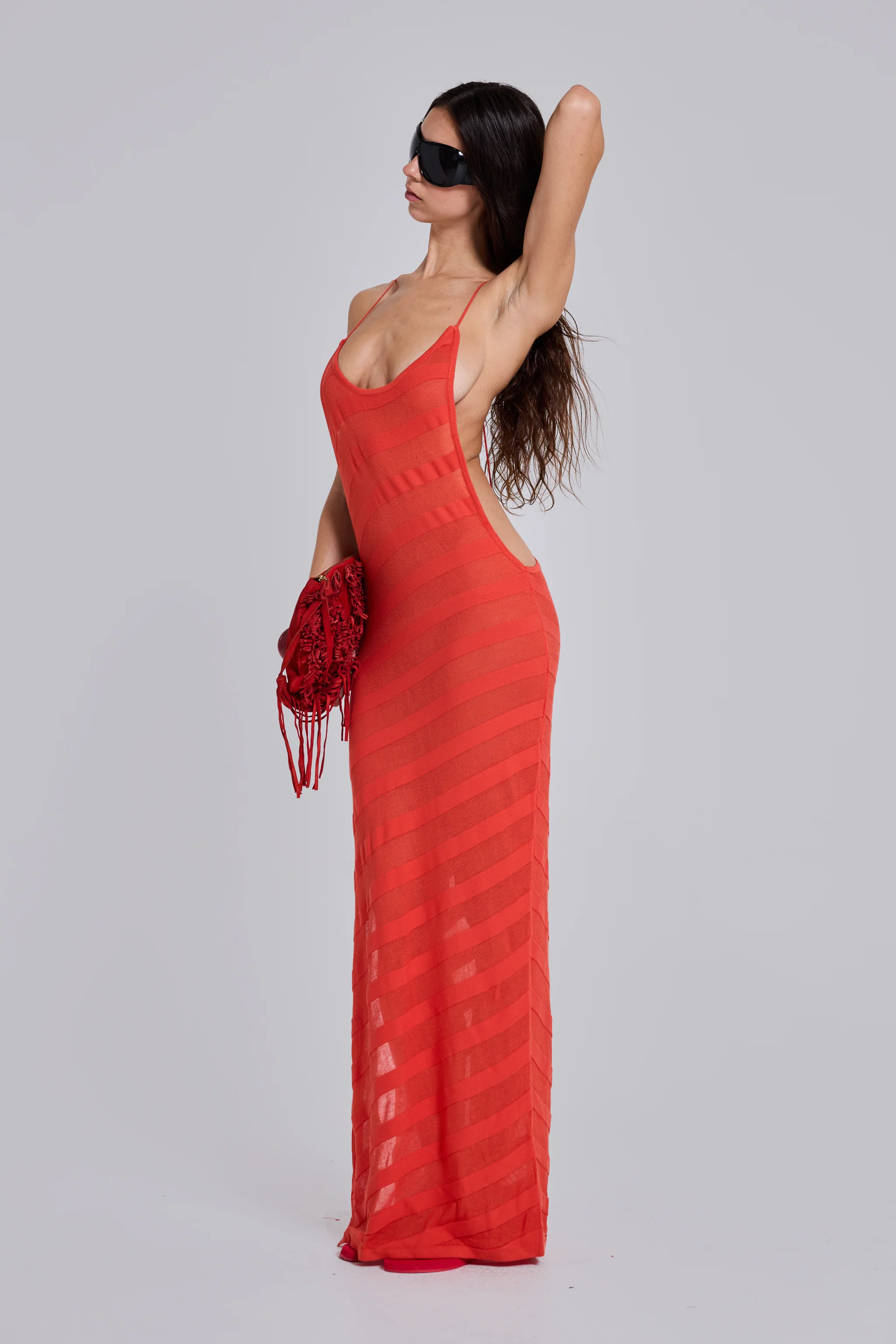 Noir Knit Maxi Dress in Coral 6 Noir Knit Maxi Dress in Coral