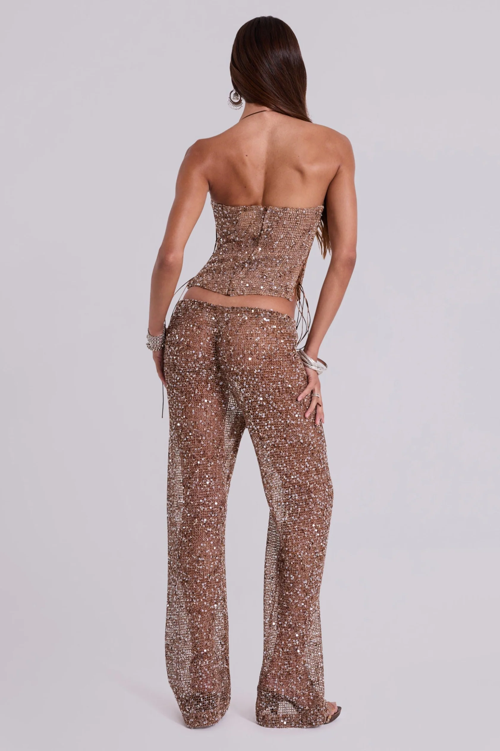 Deva Sequin Knit Trousers in Sand 4 Deva Sequin Knit Trousers in Sand