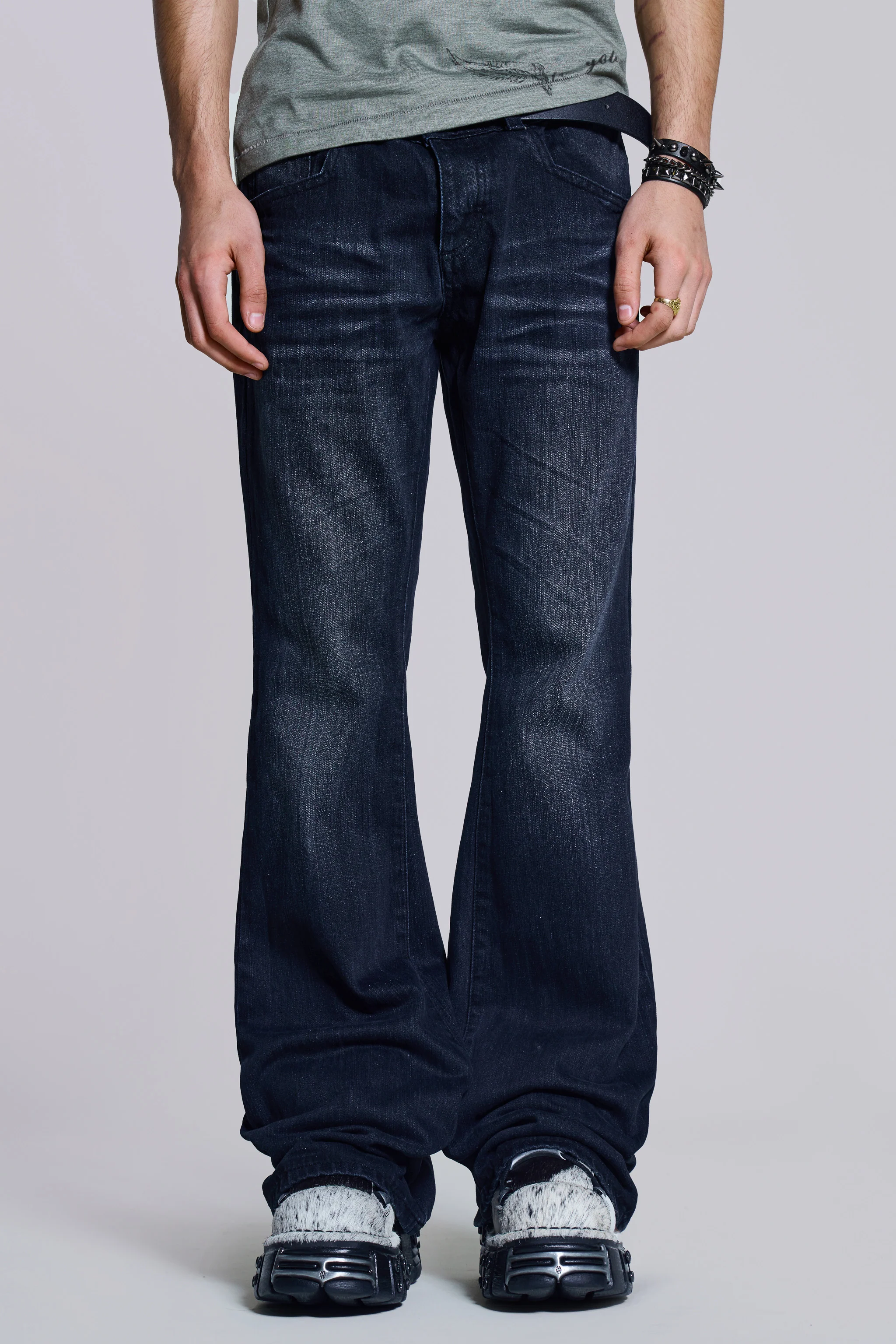Indigo Creased Drift Bootcut Jeans 1 Indigo Creased Drift Bootcut Jeans