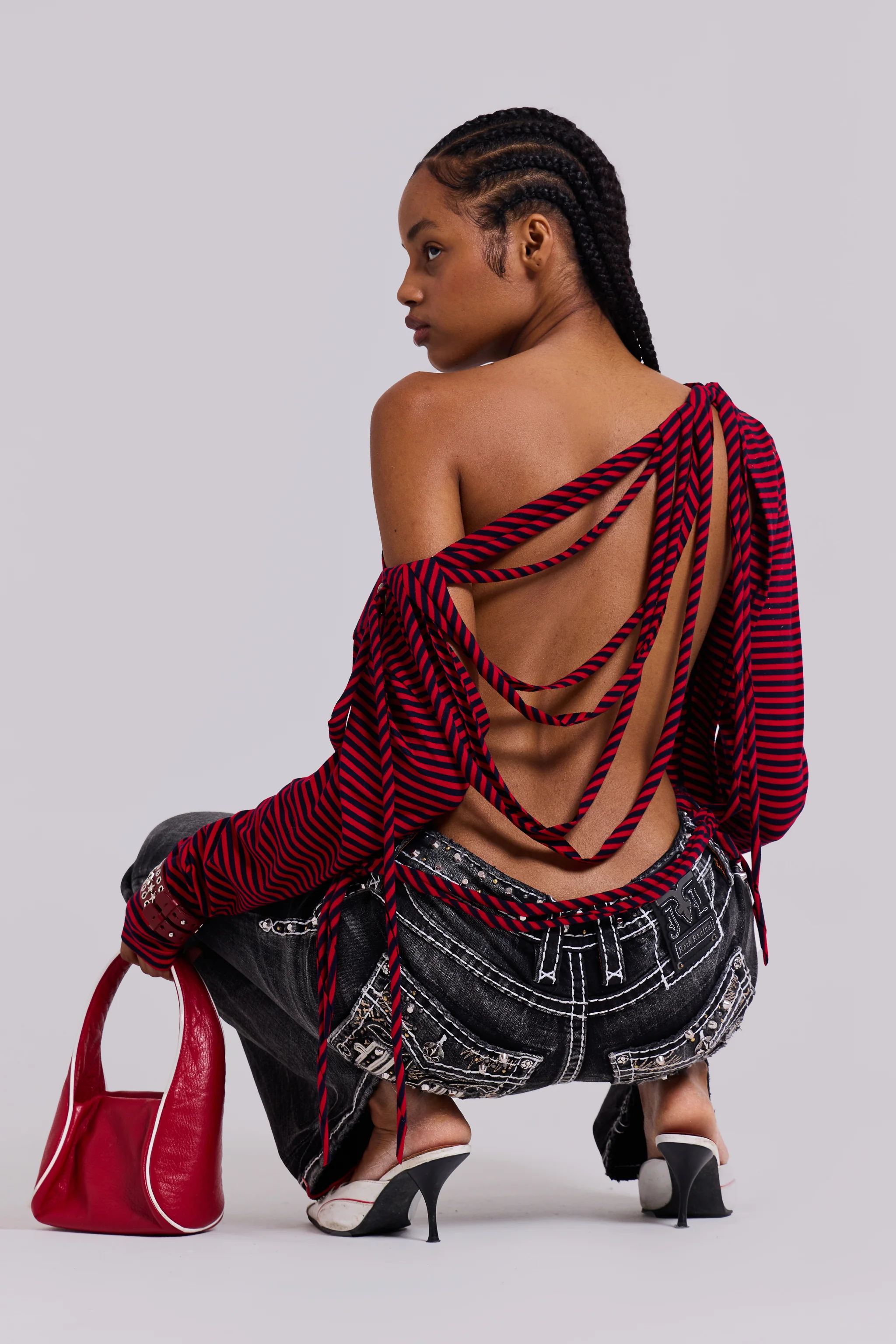 Gaia Slashed Backless Stripe Top 1 Gaia Slashed Backless Stripe Top