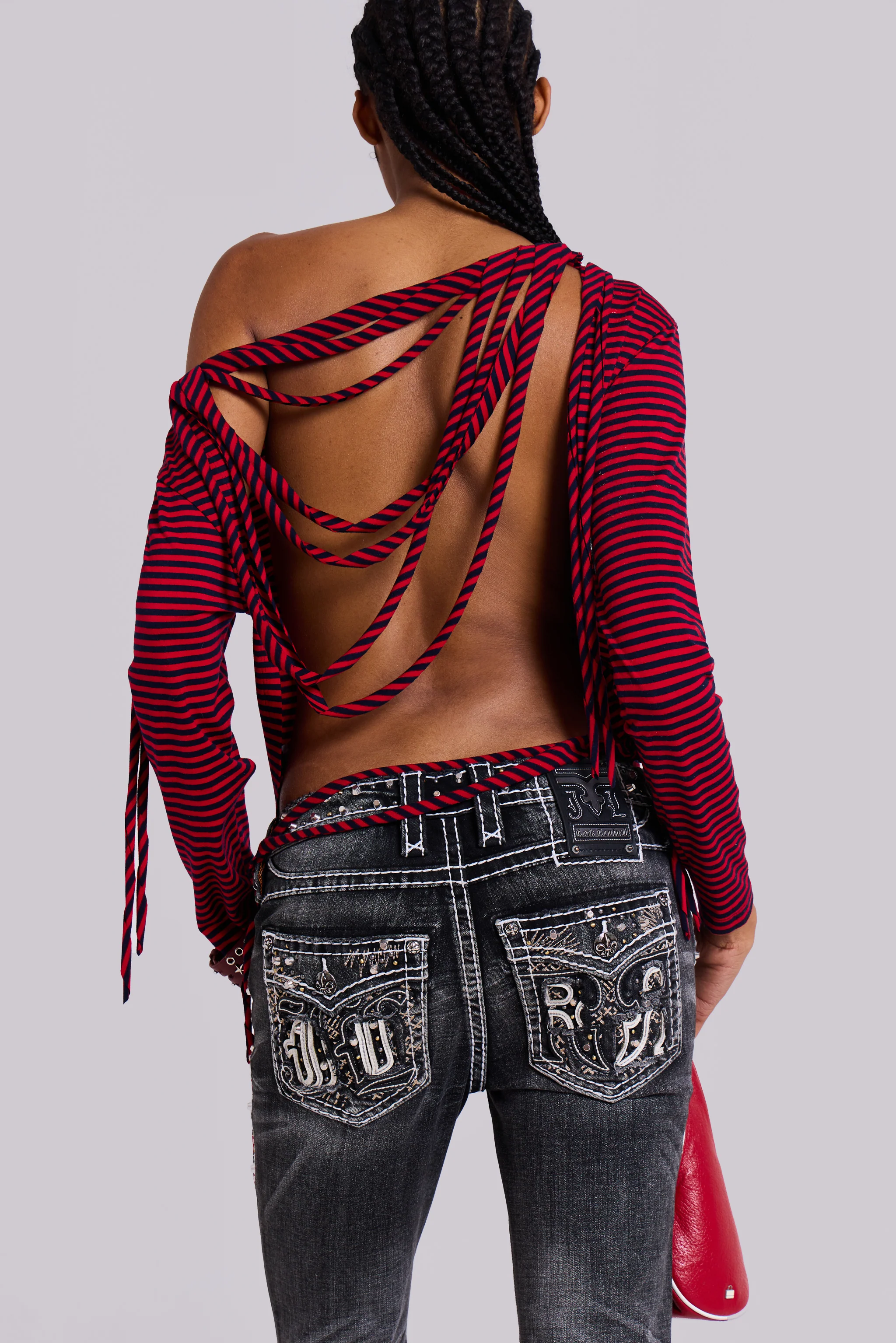 Gaia Slashed Backless Stripe Top 4 Gaia Slashed Backless Stripe Top