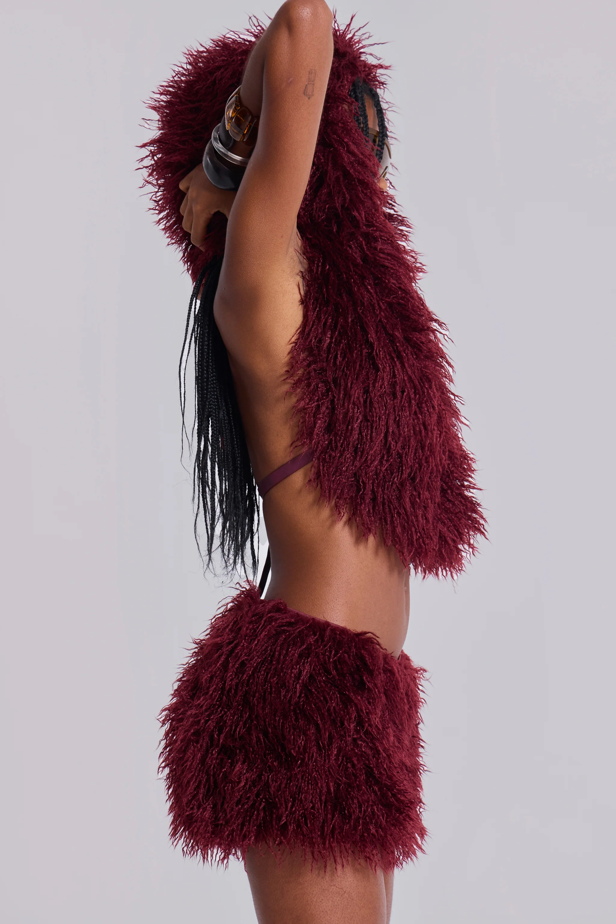 Haka Mongolian Faux Fur Mini Skirt in Wine 10 Haka Mongolian Faux Fur Mini Skirt in Wine