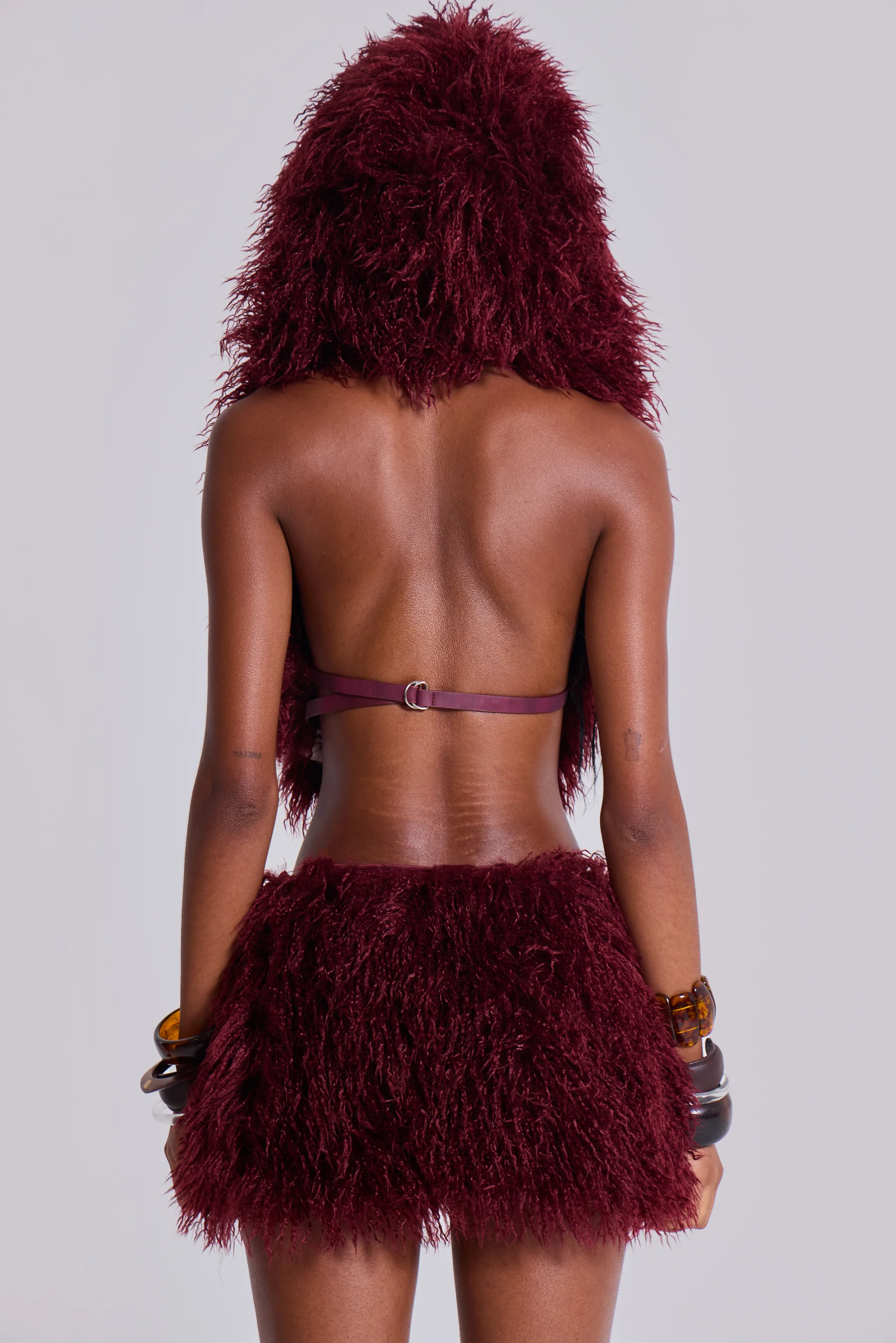 Haka Mongolian Faux Fur Mini Skirt in Wine 3 Haka Mongolian Faux Fur Mini Skirt in Wine