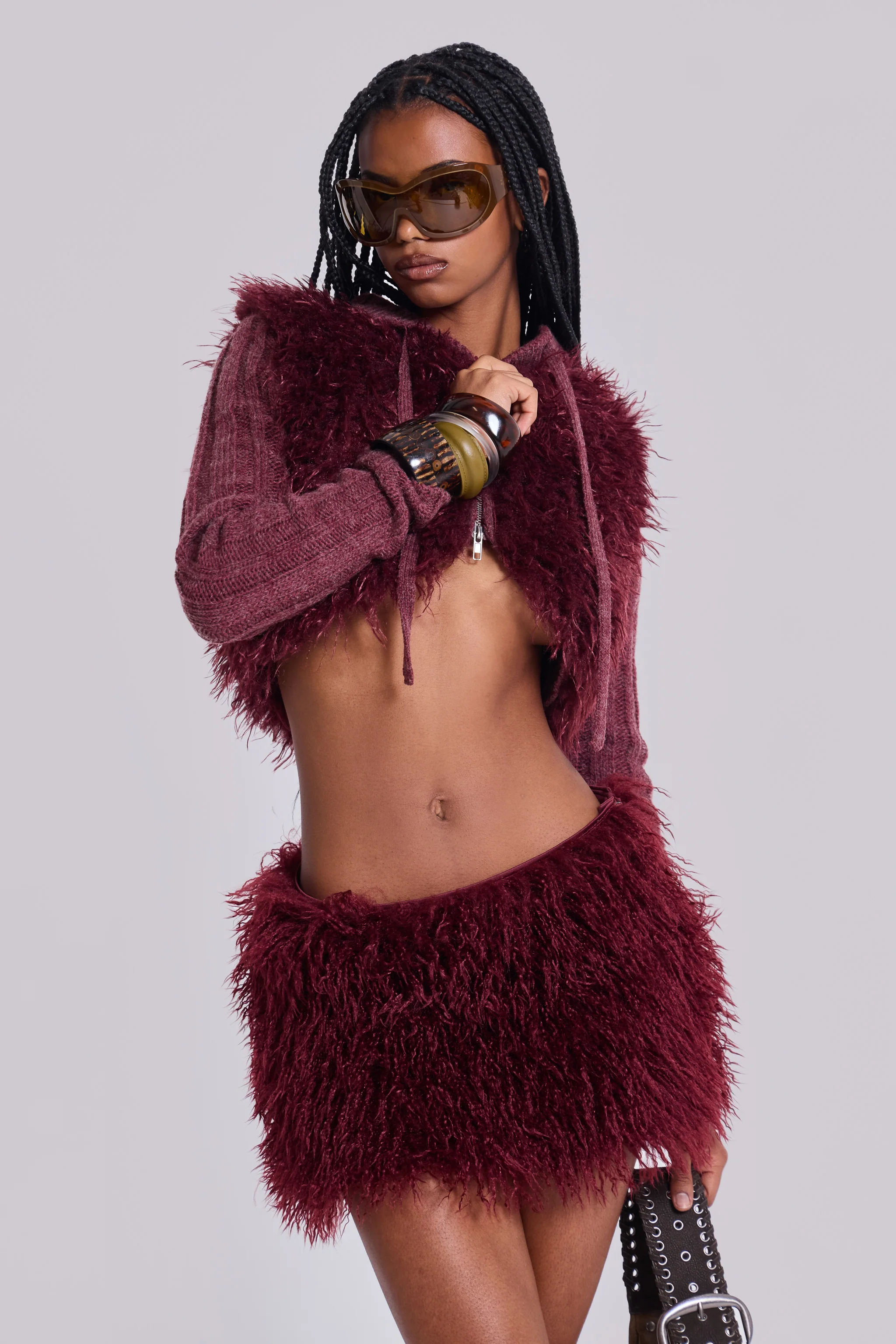 Haka Mongolian Faux Fur Mini Skirt in Wine 6 Haka Mongolian Faux Fur Mini Skirt in Wine