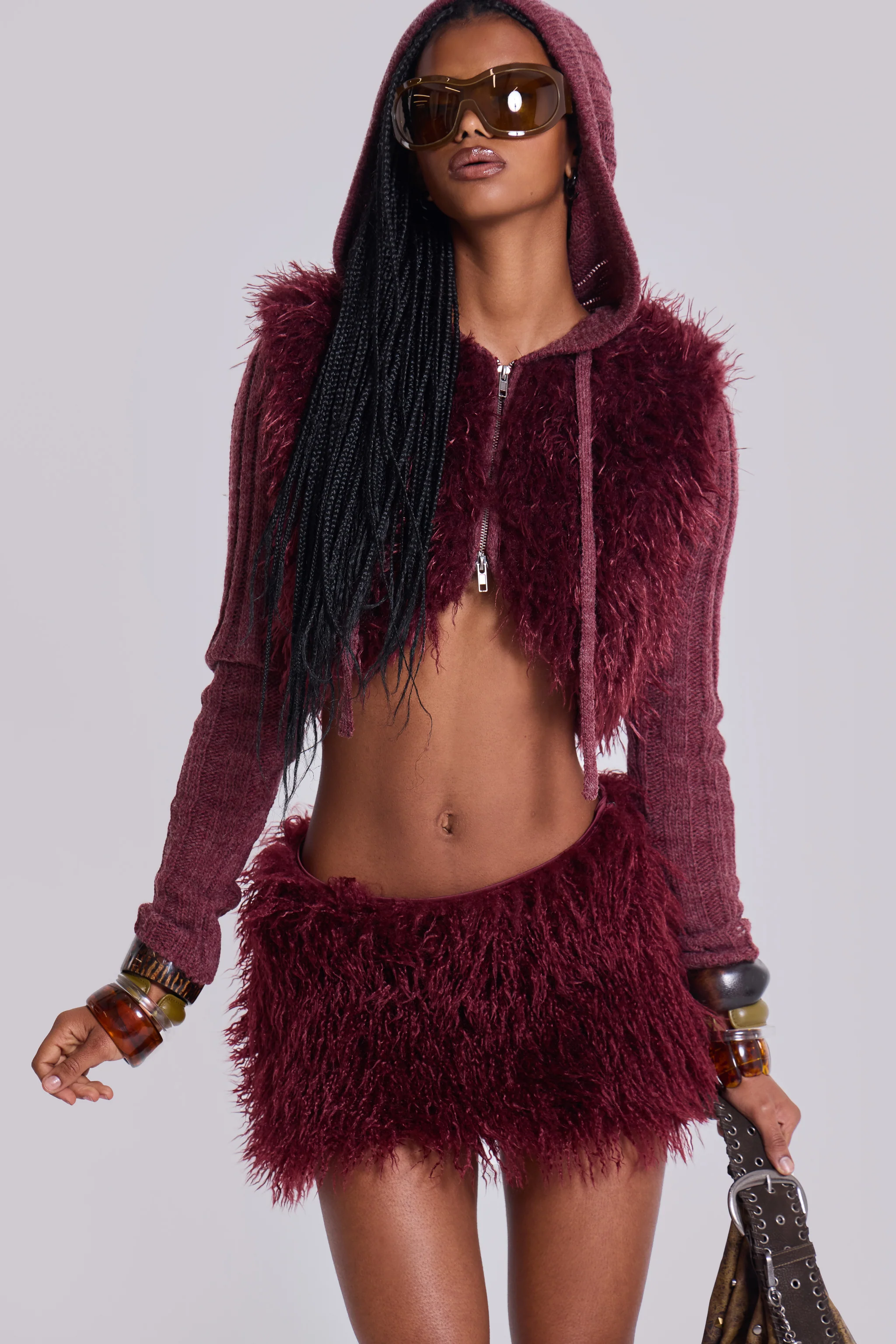 Haka Mongolian Faux Fur Mini Skirt in Wine 7 Haka Mongolian Faux Fur Mini Skirt in Wine