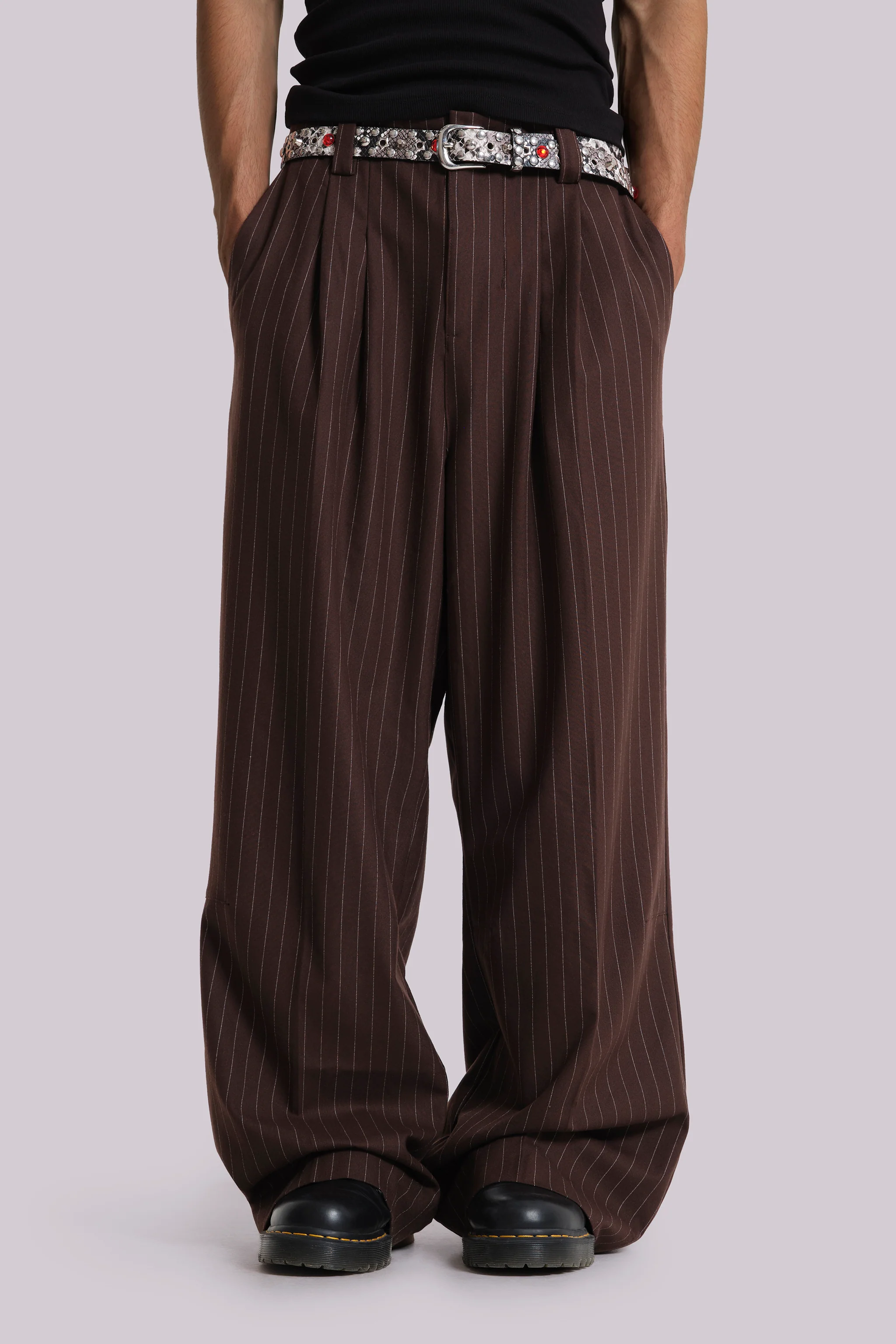 Chocolate Brown Pinstripe Goliath Suit Pants 1 Chocolate Brown Pinstripe Goliath Suit Pants