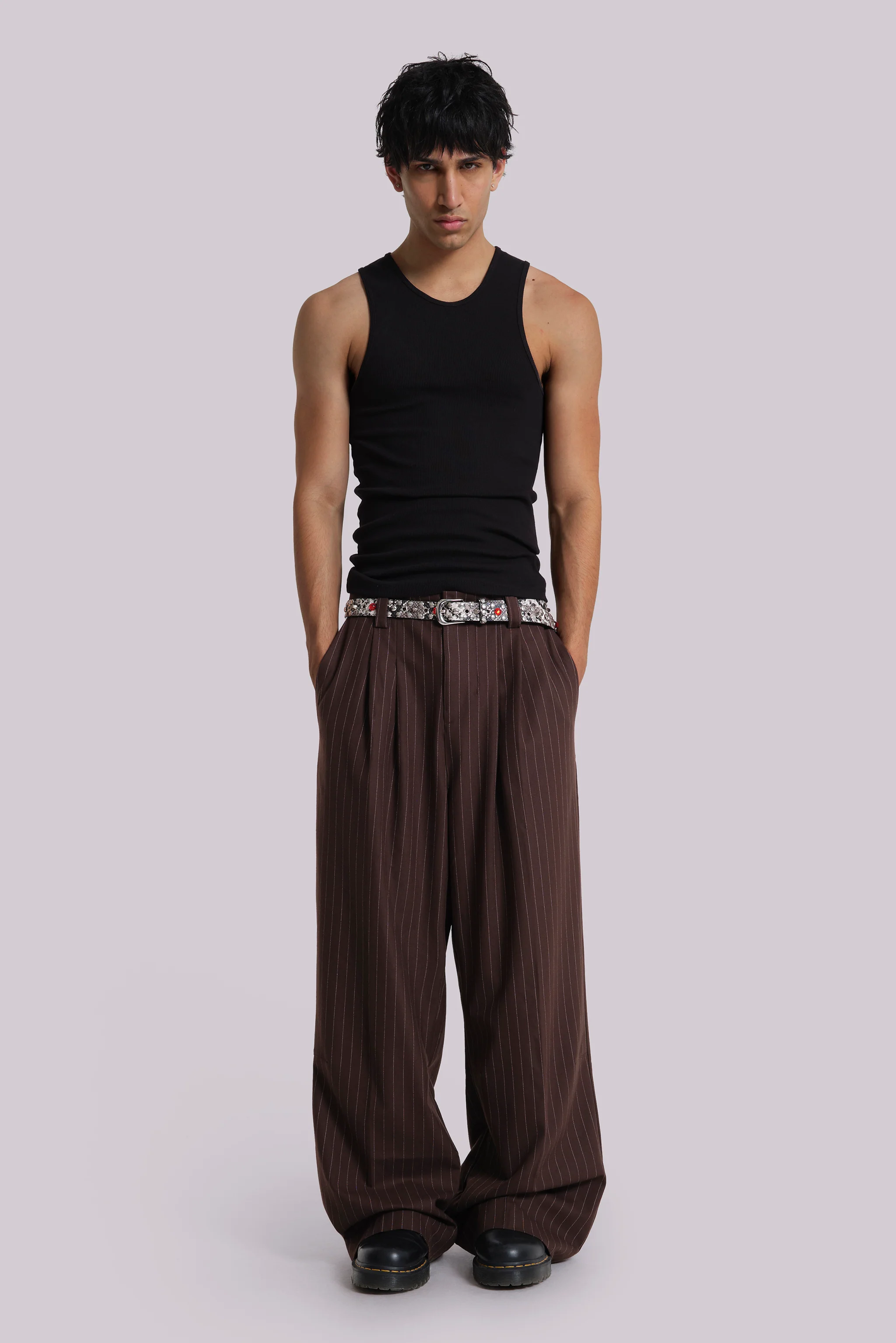 Chocolate Brown Pinstripe Goliath Suit Pants 2 Chocolate Brown Pinstripe Goliath Suit Pants