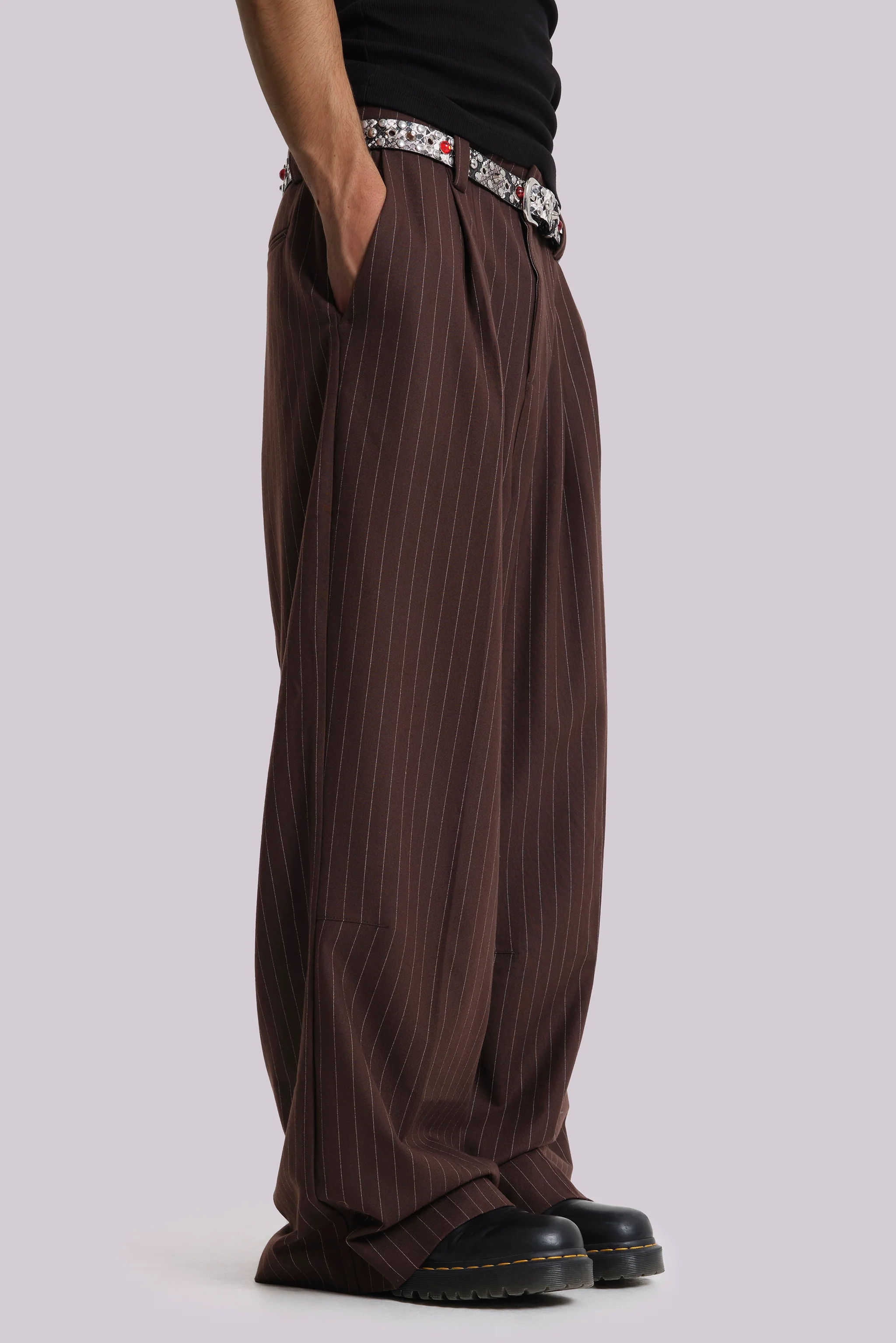 Chocolate Brown Pinstripe Goliath Suit Pants 3 Chocolate Brown Pinstripe Goliath Suit Pants