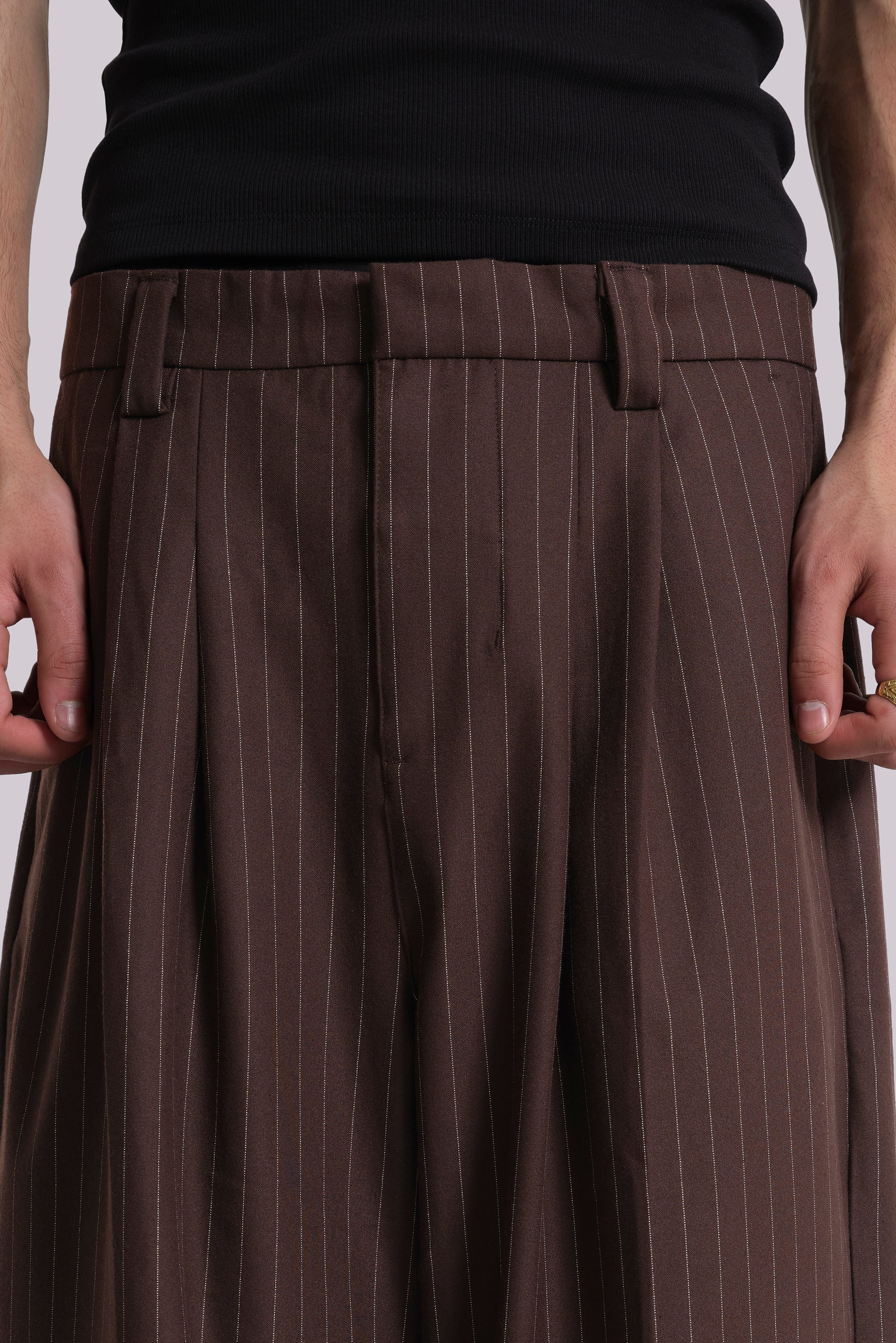 Chocolate Brown Pinstripe Goliath Suit Pants 5 Chocolate Brown Pinstripe Goliath Suit Pants