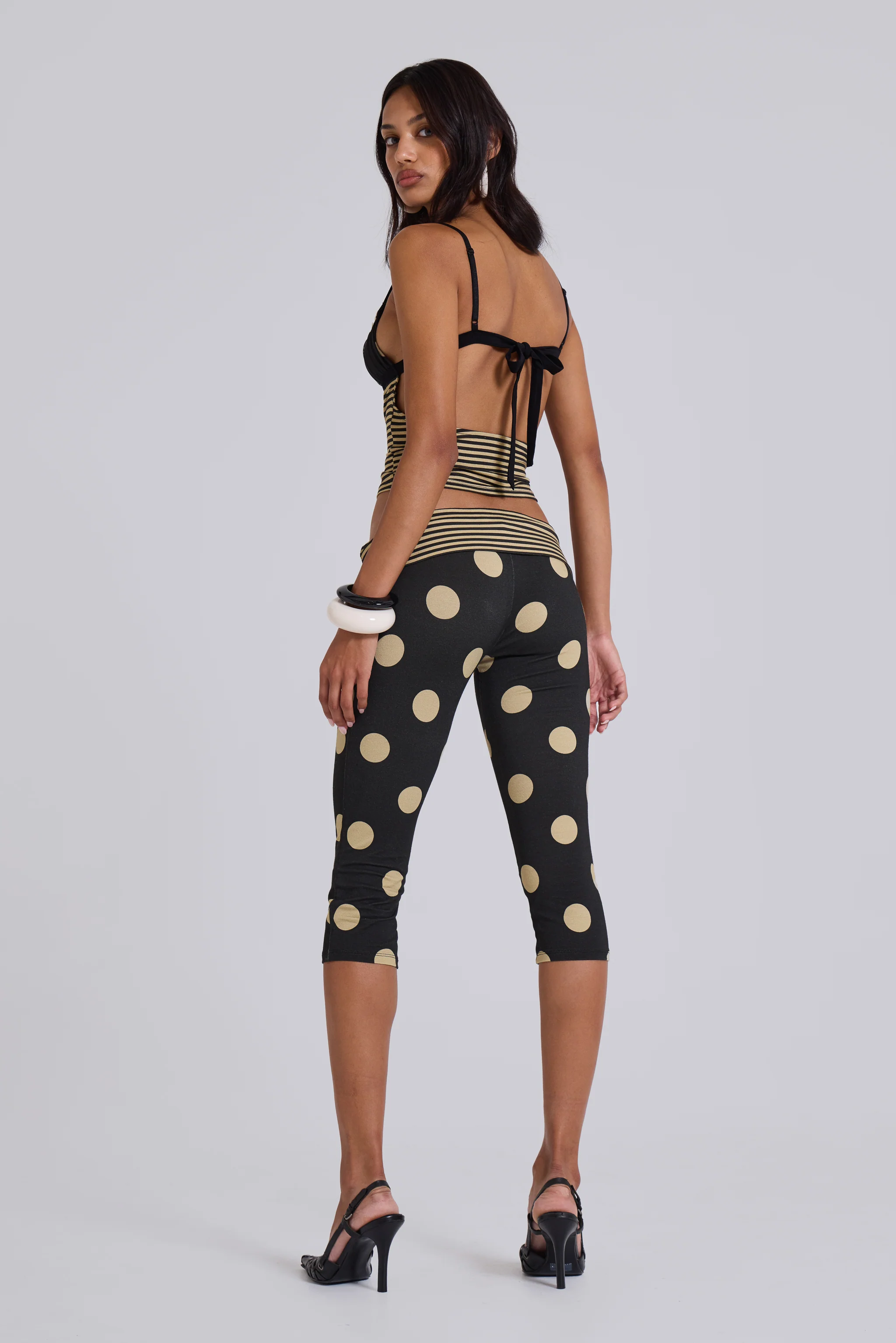 Lola Foldover Capris in Polkadot Stripe 2 Lola Foldover Capris in Polkadot Stripe