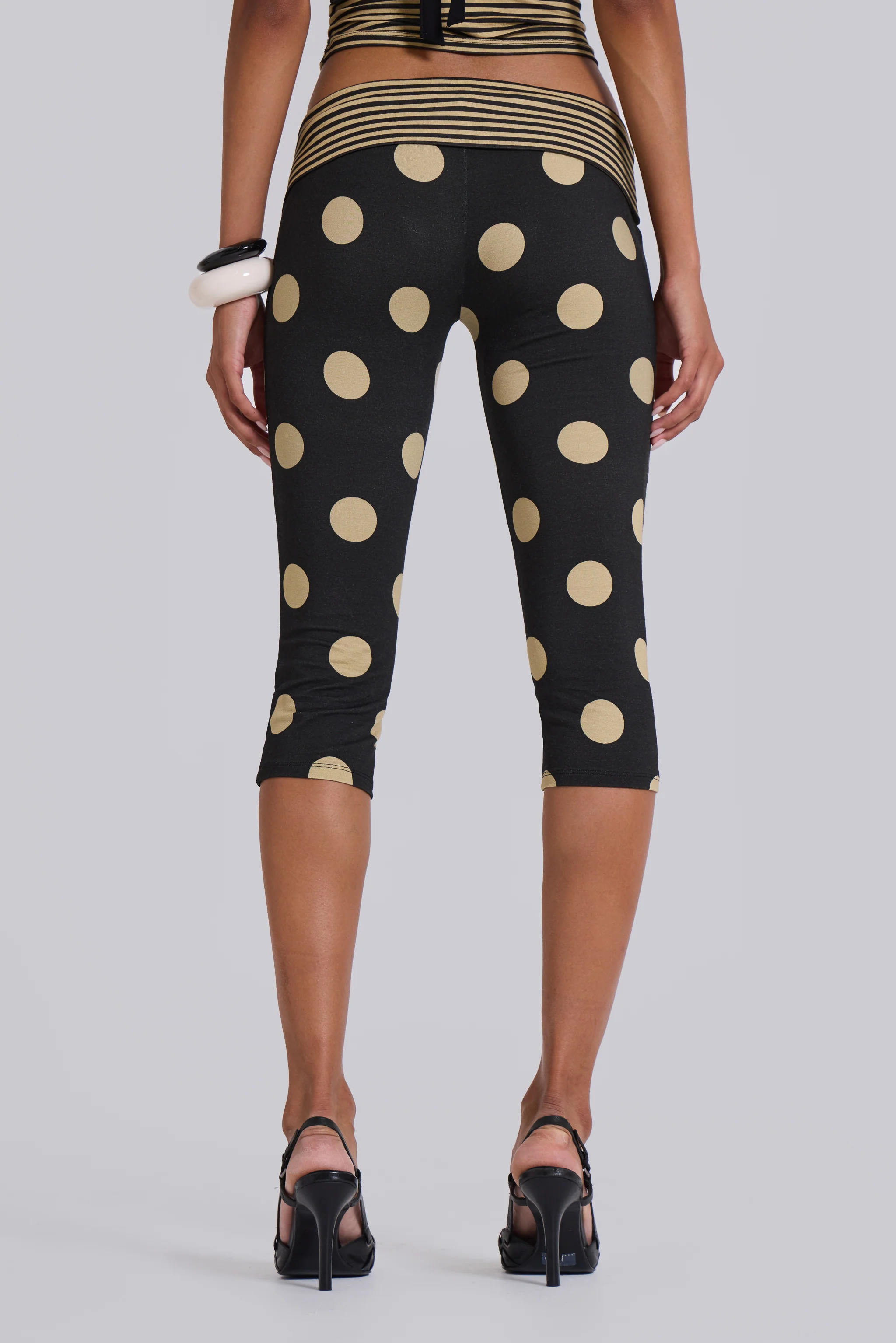 Lola Foldover Capris in Polkadot Stripe 3 Lola Foldover Capris in Polkadot Stripe