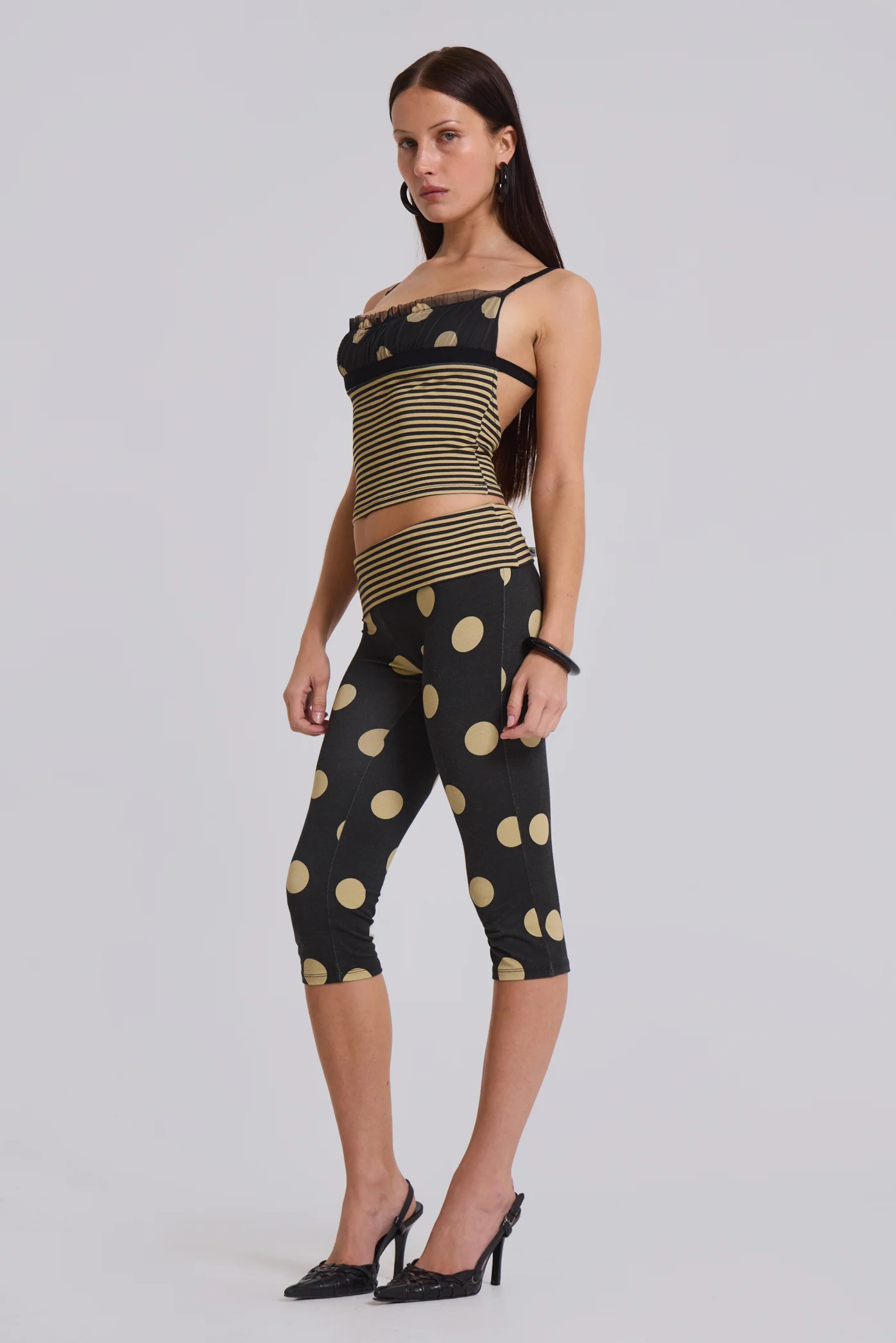 Lola Foldover Capris in Polkadot Stripe 4 Lola Foldover Capris in Polkadot Stripe