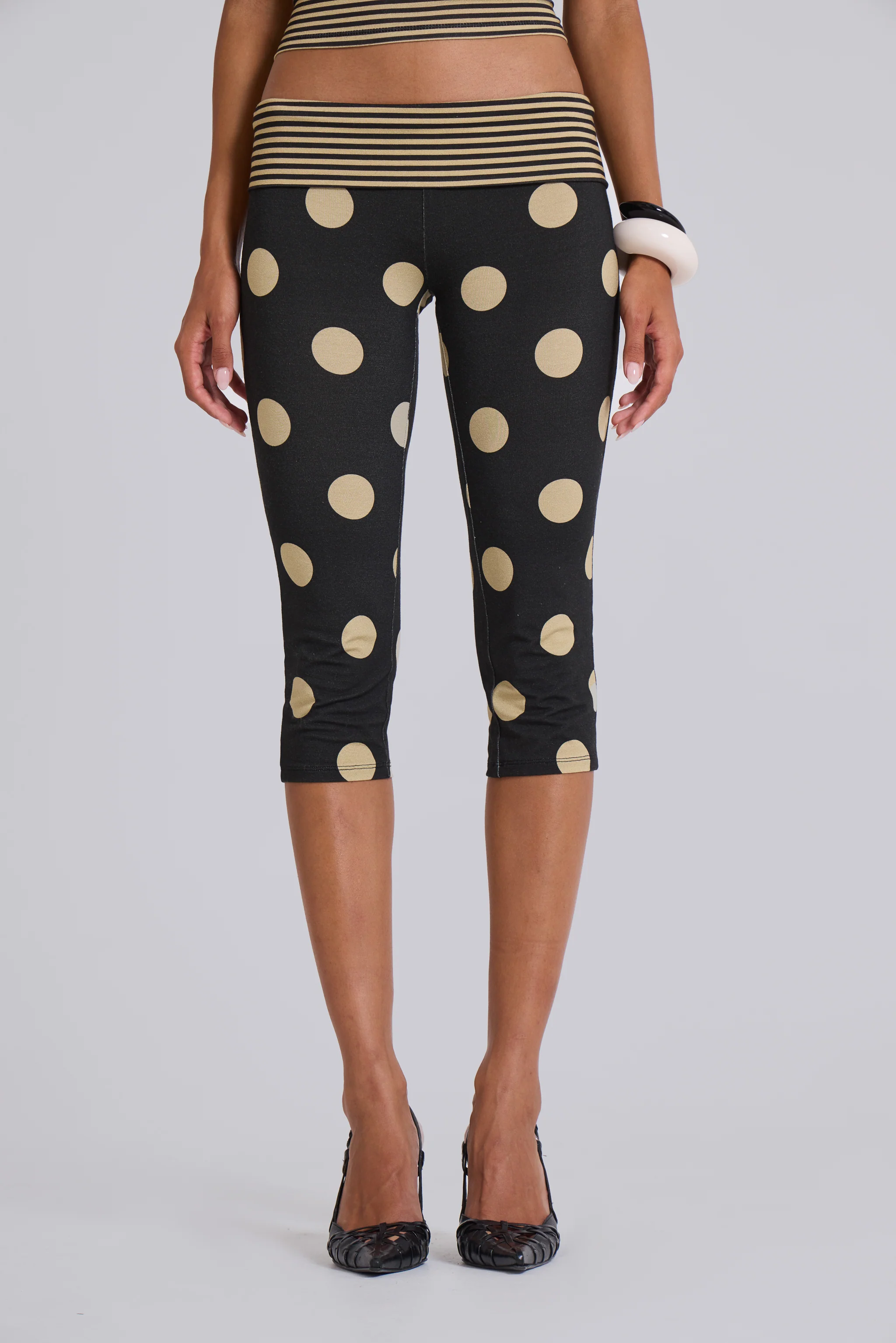 Lola Foldover Capris in Polkadot Stripe 7 Lola Foldover Capris in Polkadot Stripe
