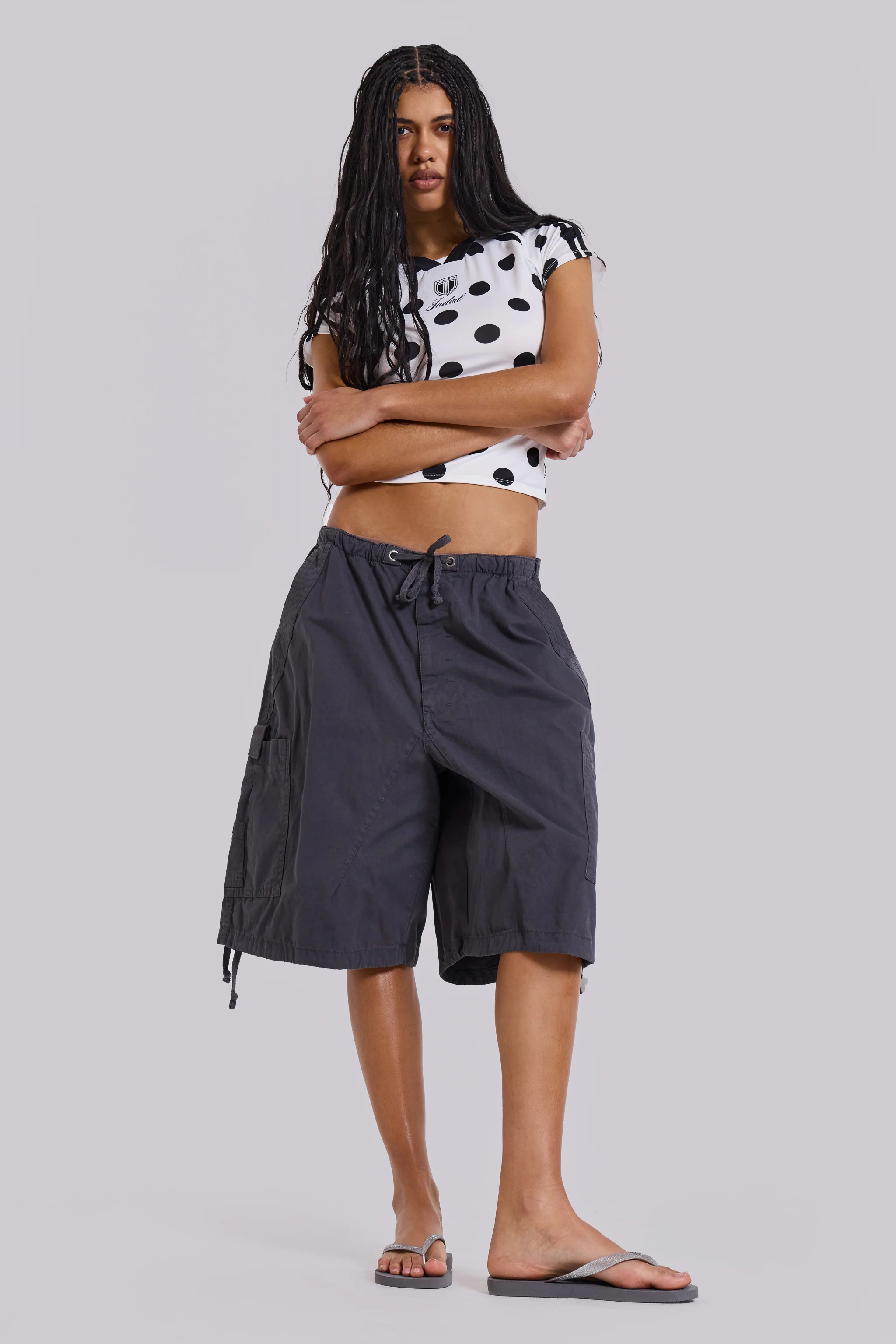 Vintage Grey Parachute Cargo Shorts 1 Vintage Grey Parachute Cargo Shorts