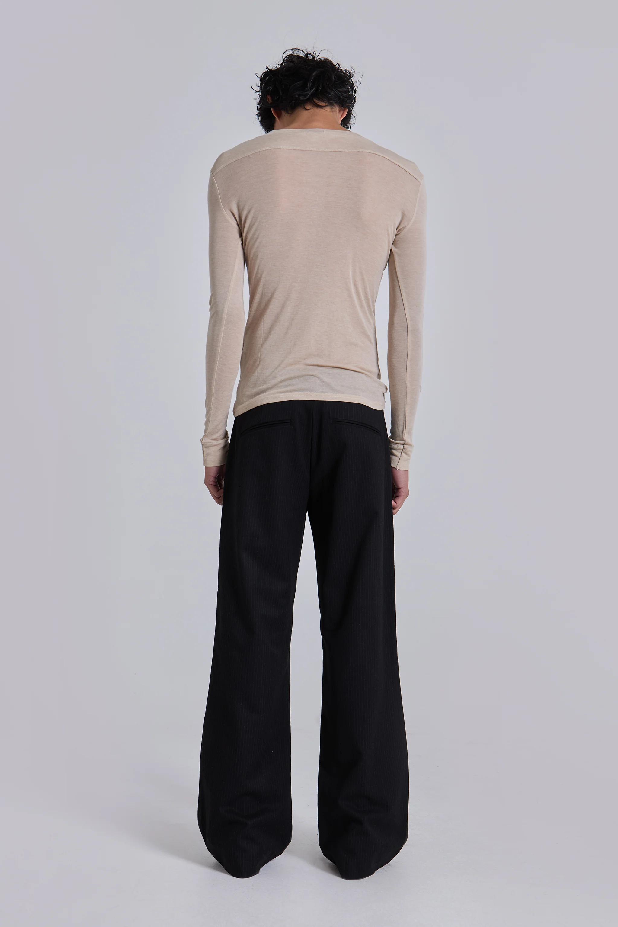 Black Pinstripe Stacked Straight Suit Pants 4 Black Pinstripe Stacked Straight Suit Pants