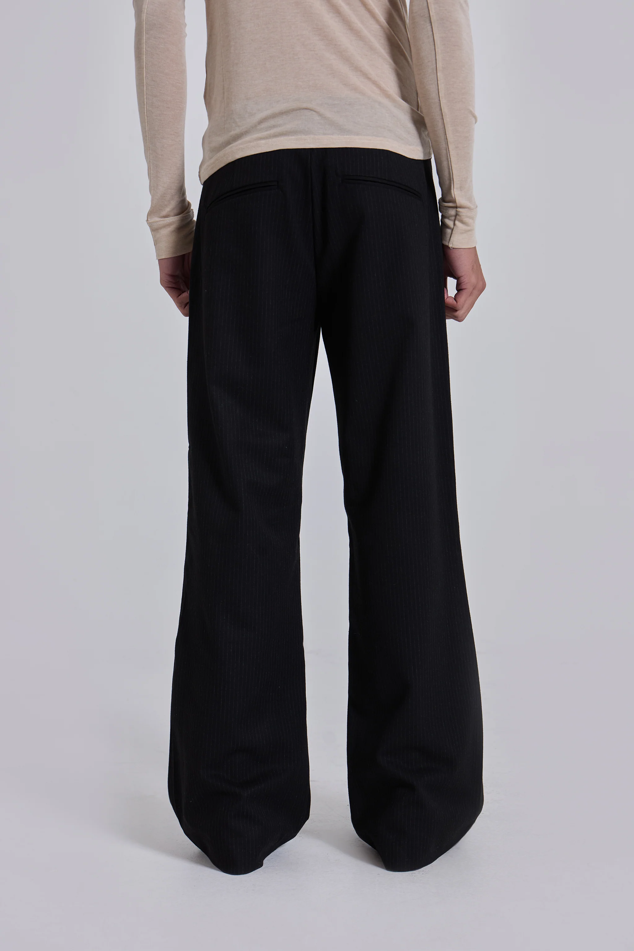 Black Pinstripe Stacked Straight Suit Pants 6 Black Pinstripe Stacked Straight Suit Pants