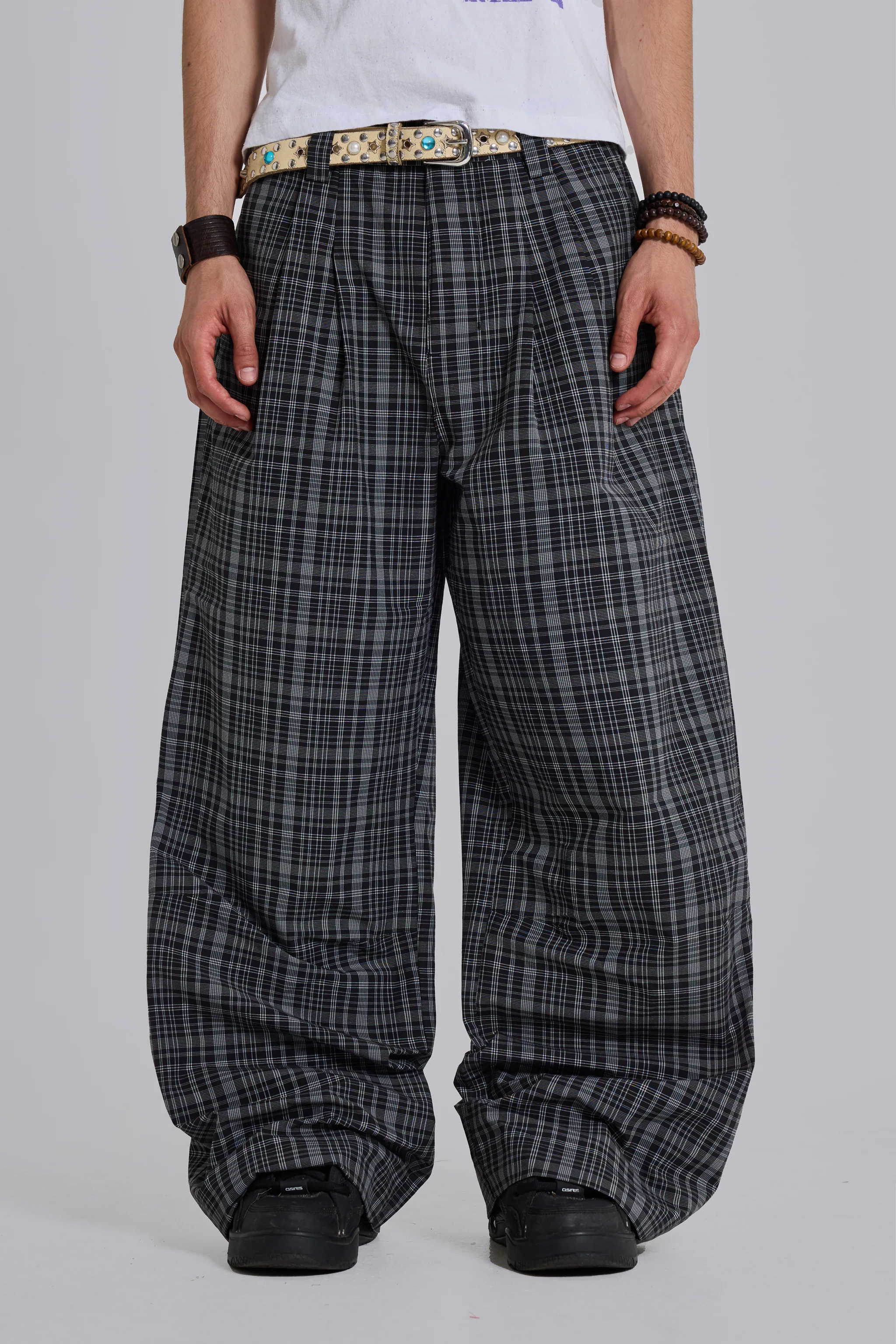 Black Check Goliath Suit Trousers