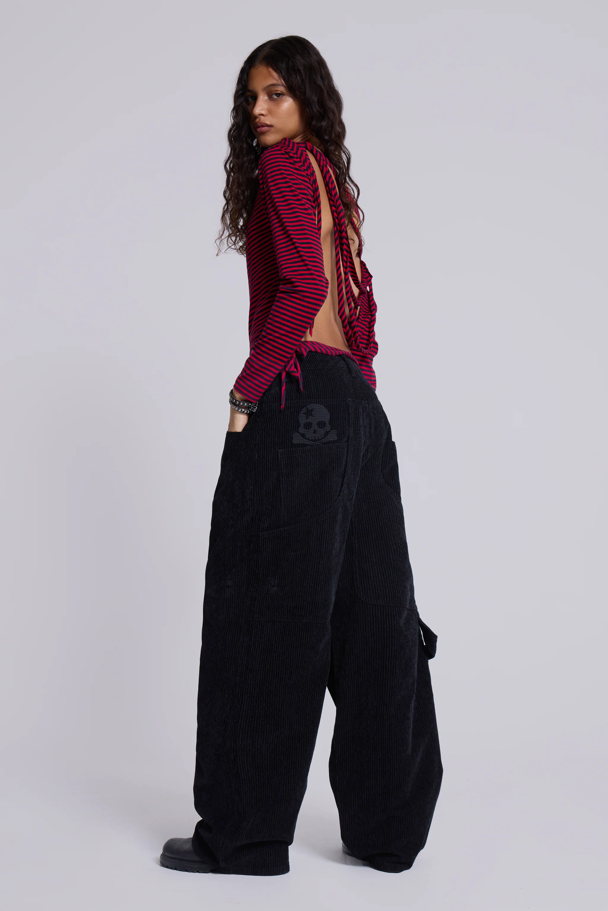 Black Skull Cord Colossus Jeans