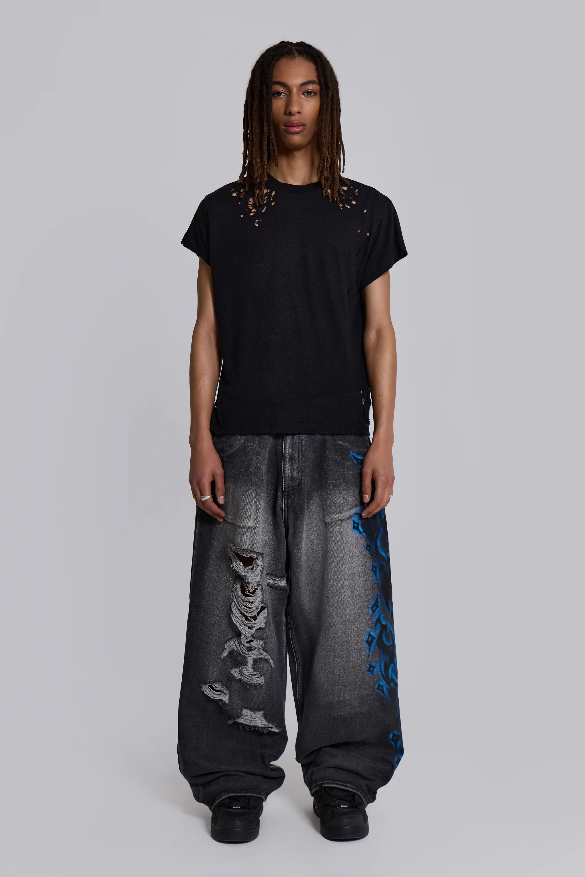 Black Spike Airbrush XL Ripped Colossus Jeans 2 Black Spike Airbrush XL Ripped Colossus Jeans