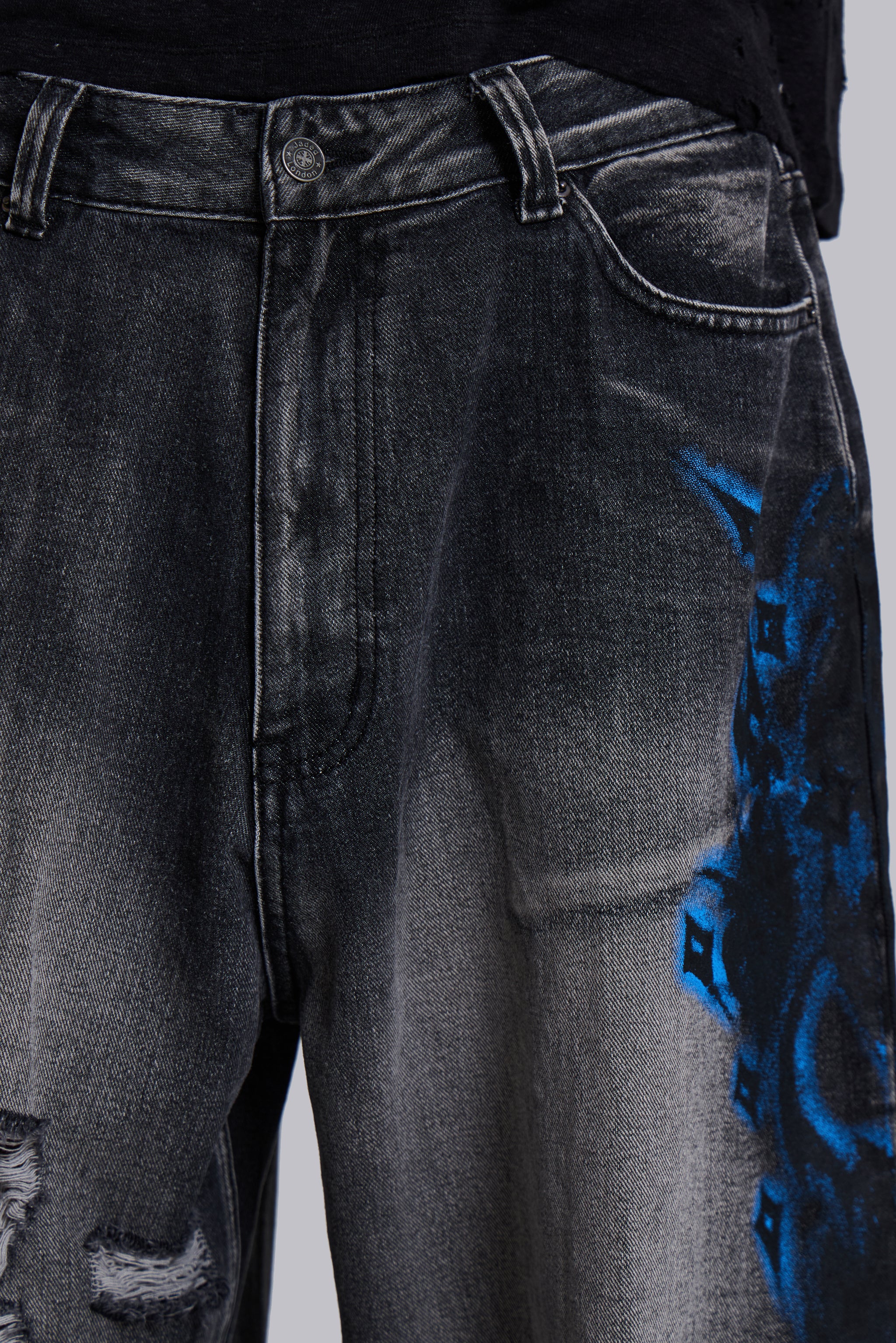 Black Spike Airbrush XL Ripped Colossus Jeans 7 Black Spike Airbrush XL Ripped Colossus Jeans