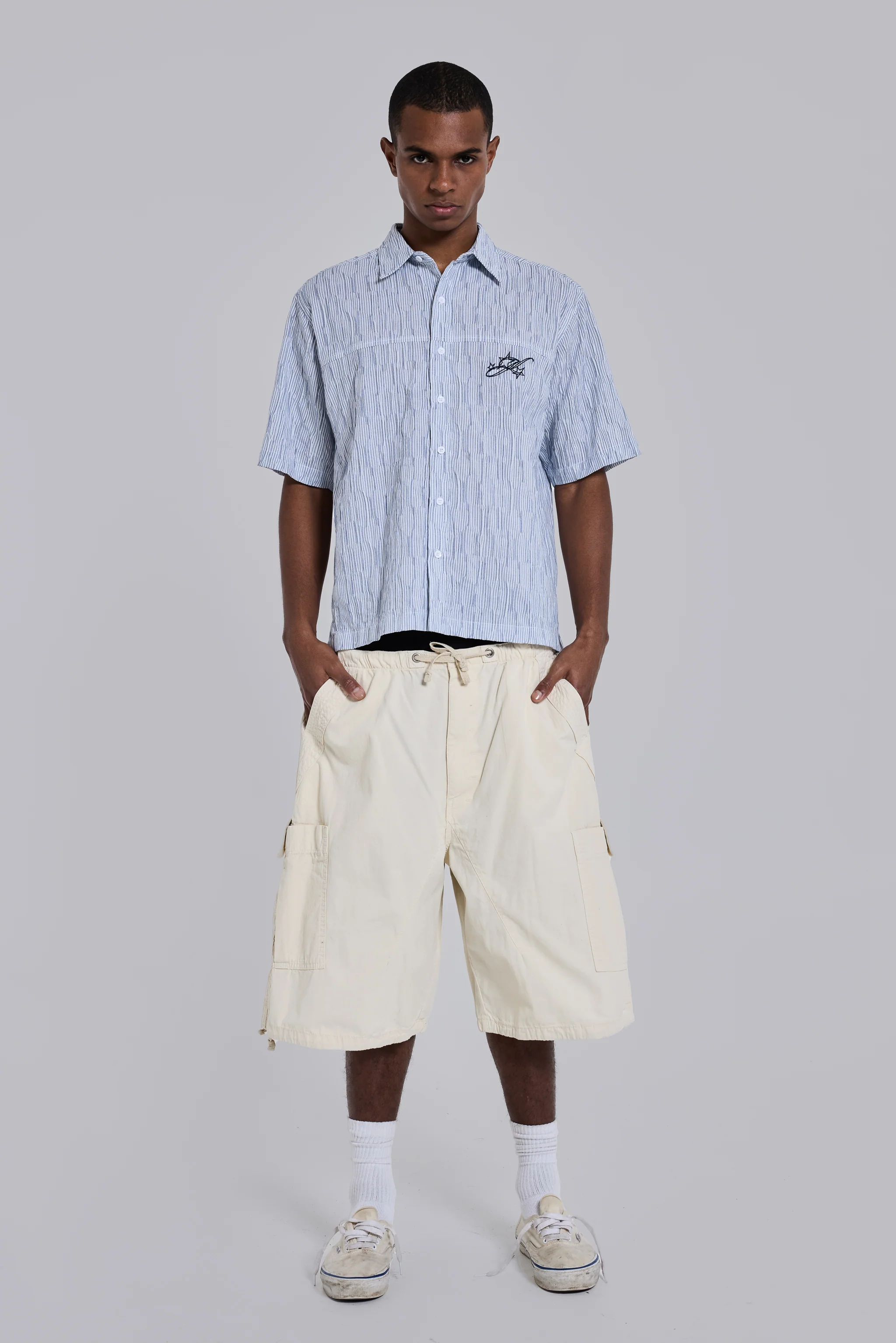 Ecru Parachute Cargo Shorts 1 Ecru Parachute Cargo Shorts