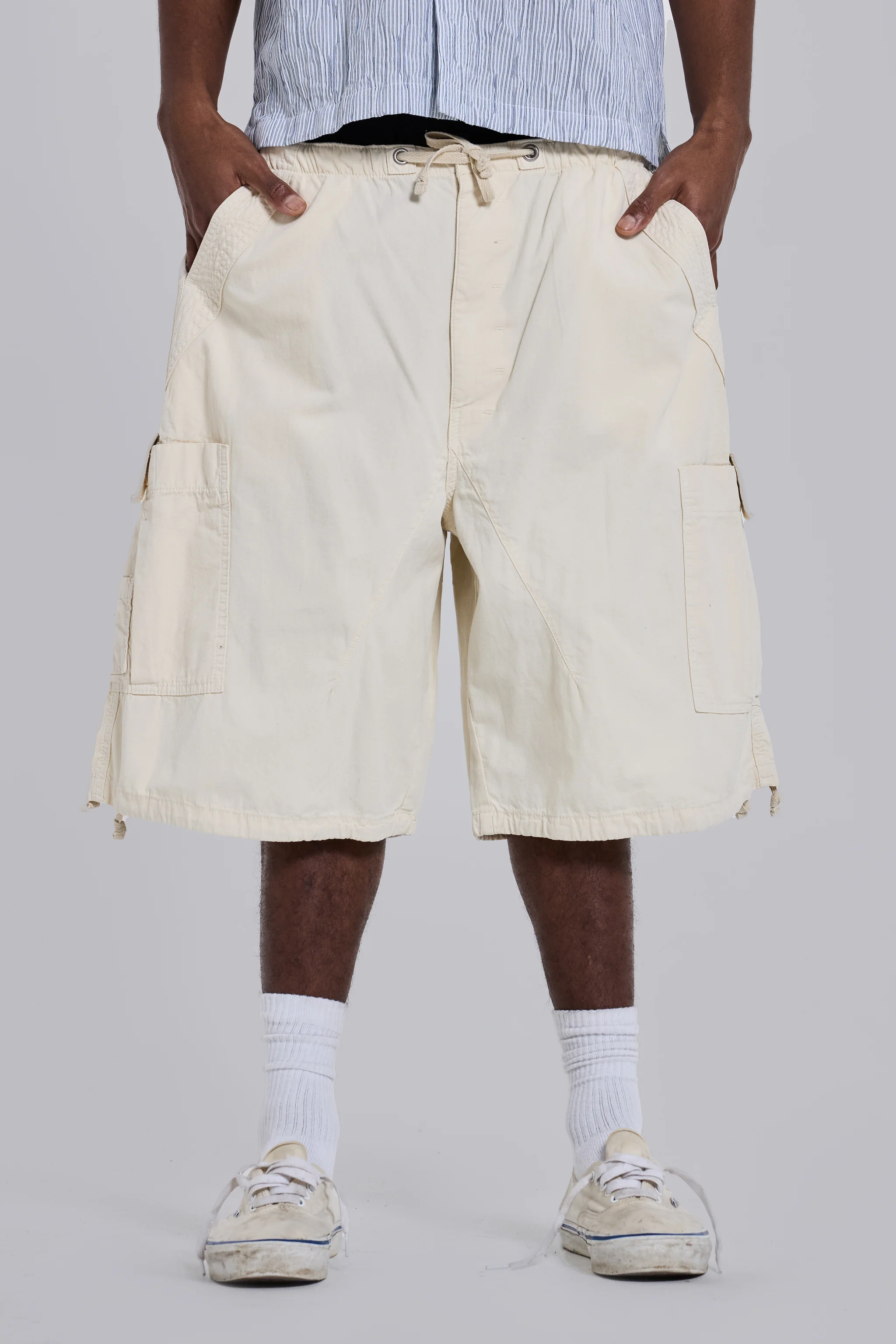 Ecru Parachute Cargo Shorts 2 Ecru Parachute Cargo Shorts