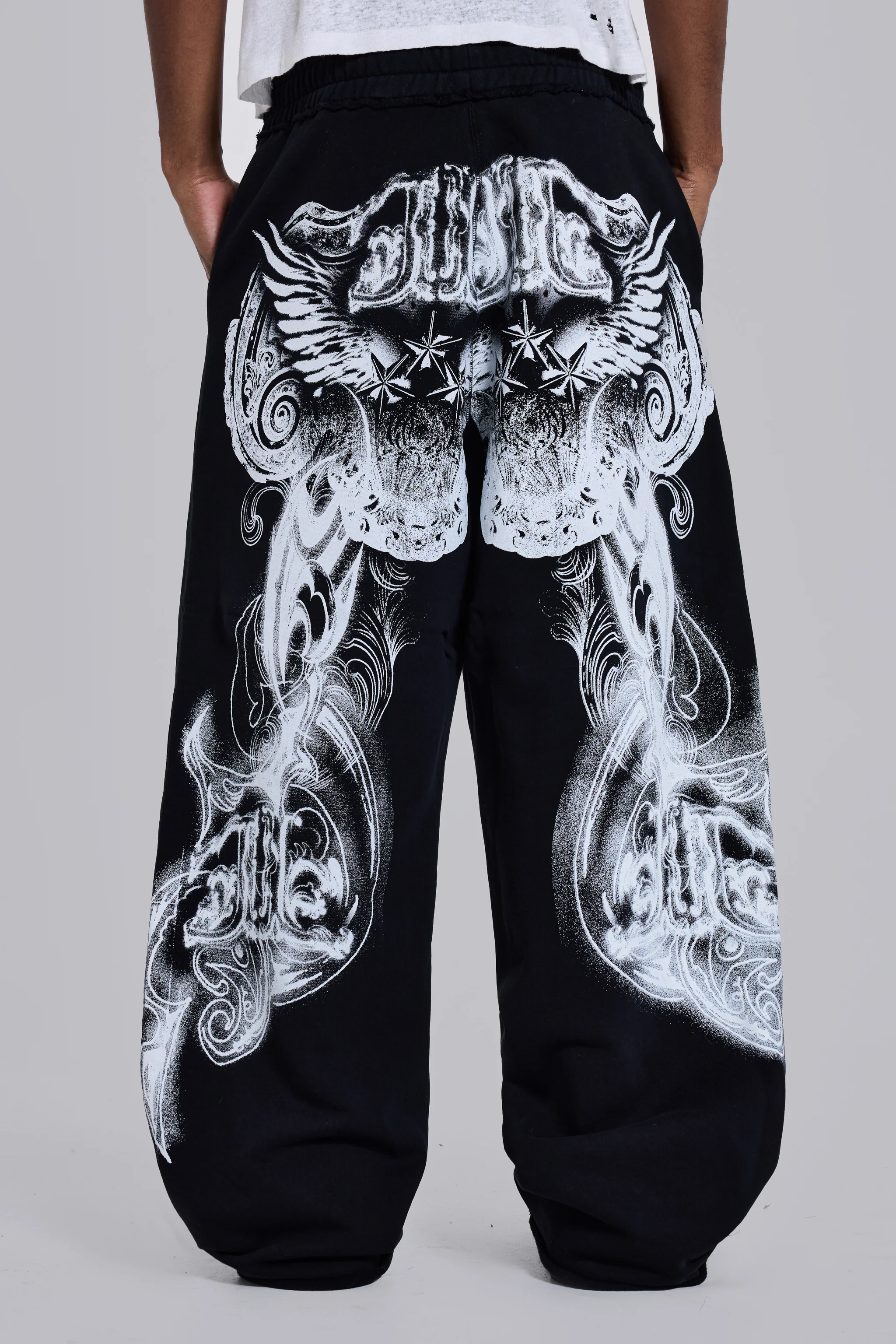Black Gothic Print Baggy Monster Joggers 1 Black Gothic Print Baggy Monster Joggers