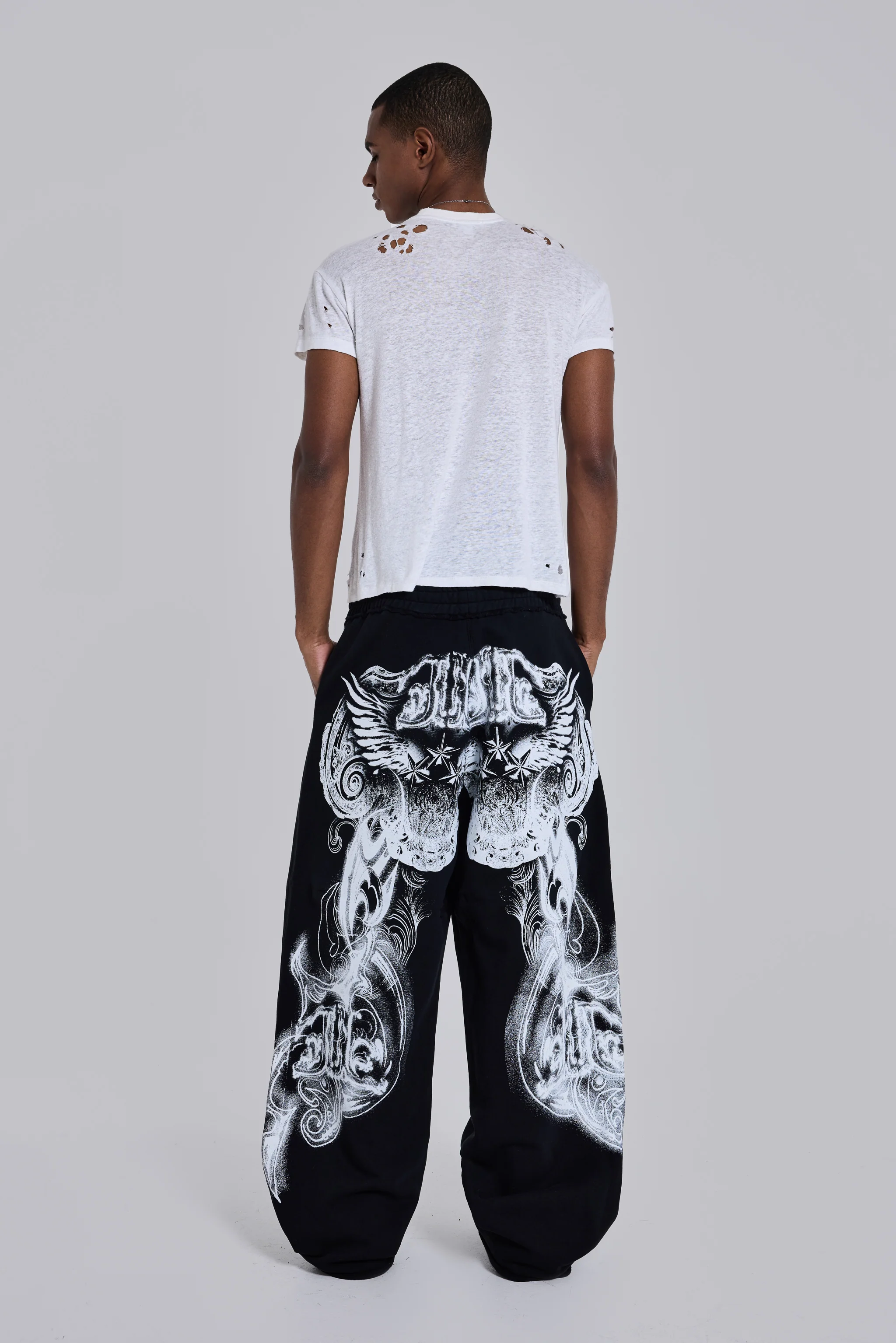 Black Gothic Print Baggy Monster Joggers 2 Black Gothic Print Baggy Monster Joggers