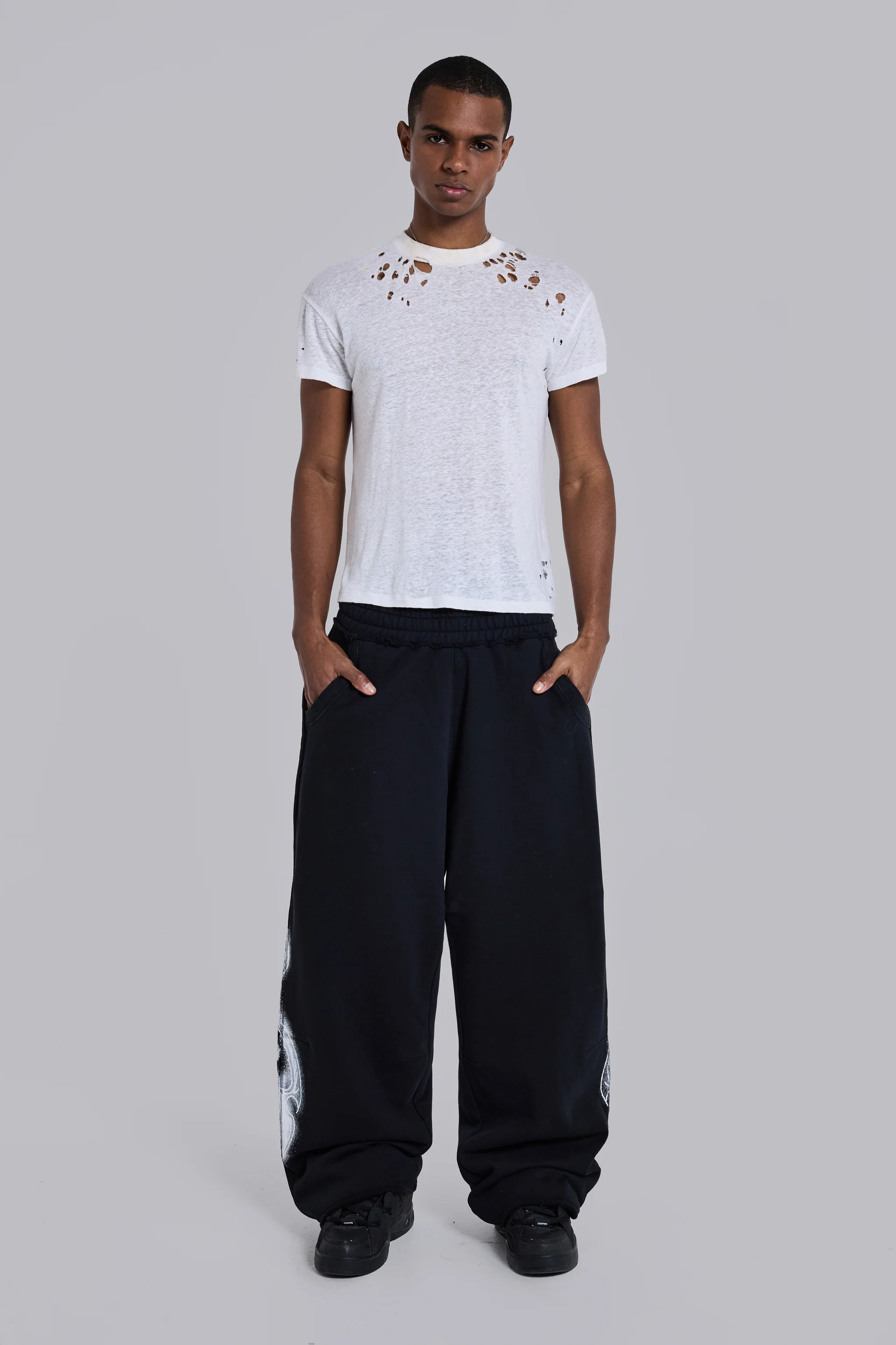 Black Gothic Print Baggy Monster Joggers 4 Black Gothic Print Baggy Monster Joggers