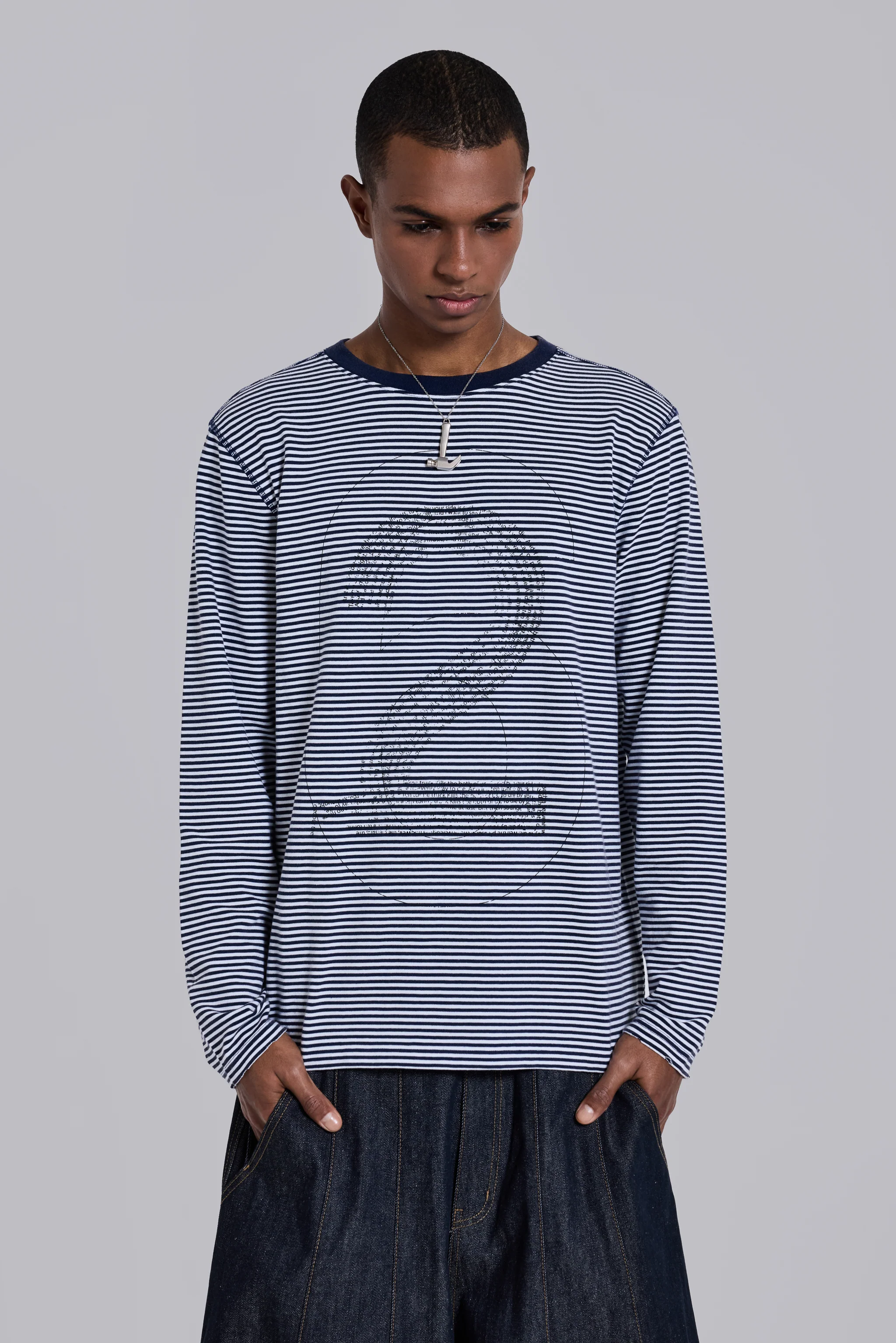 62 Stripe Navy Long-Sleeve Top