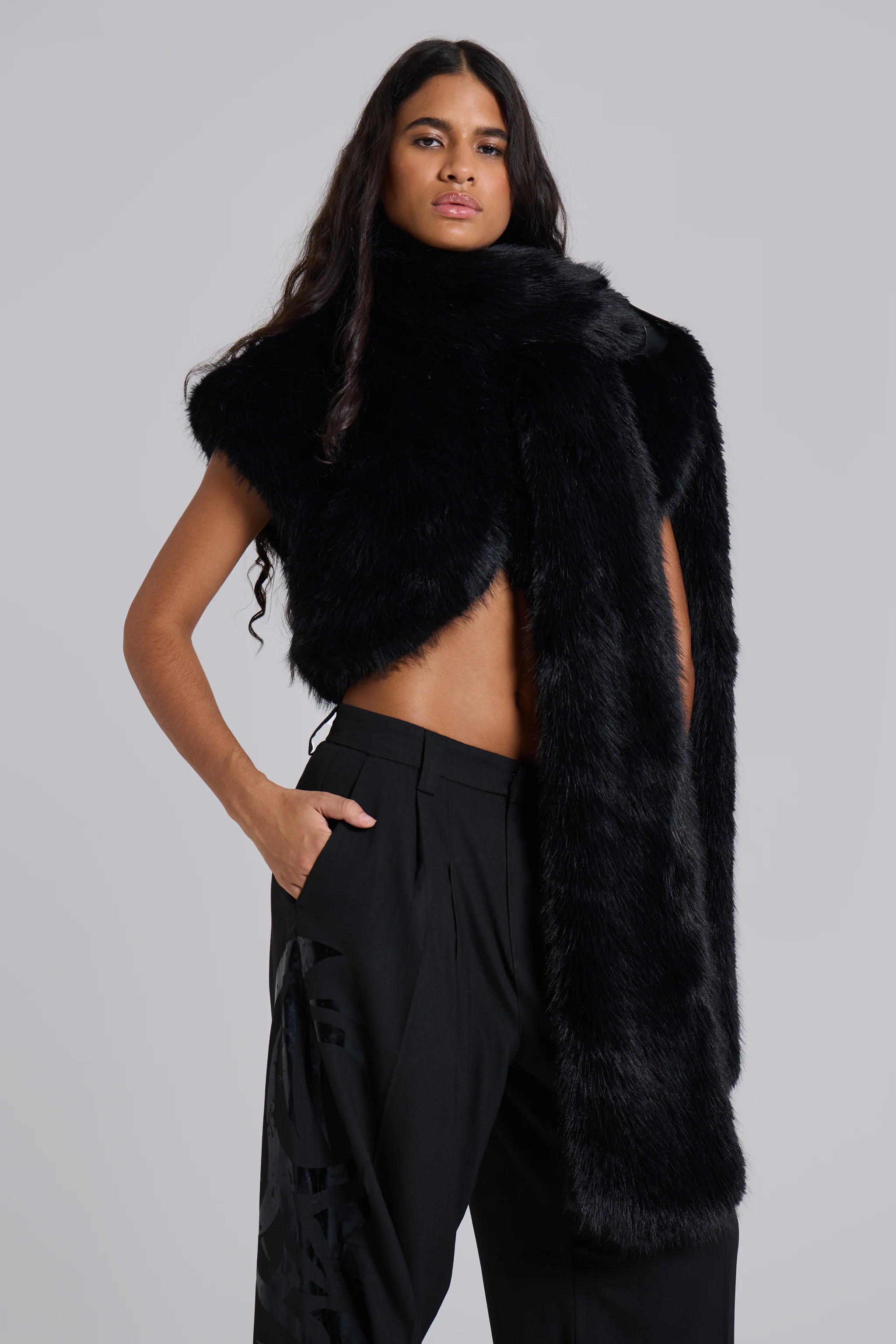 Saskia 2-in-1 Faux Fur Shrug in Black 12 Saskia 2-in-1 Faux Fur Shrug in Black