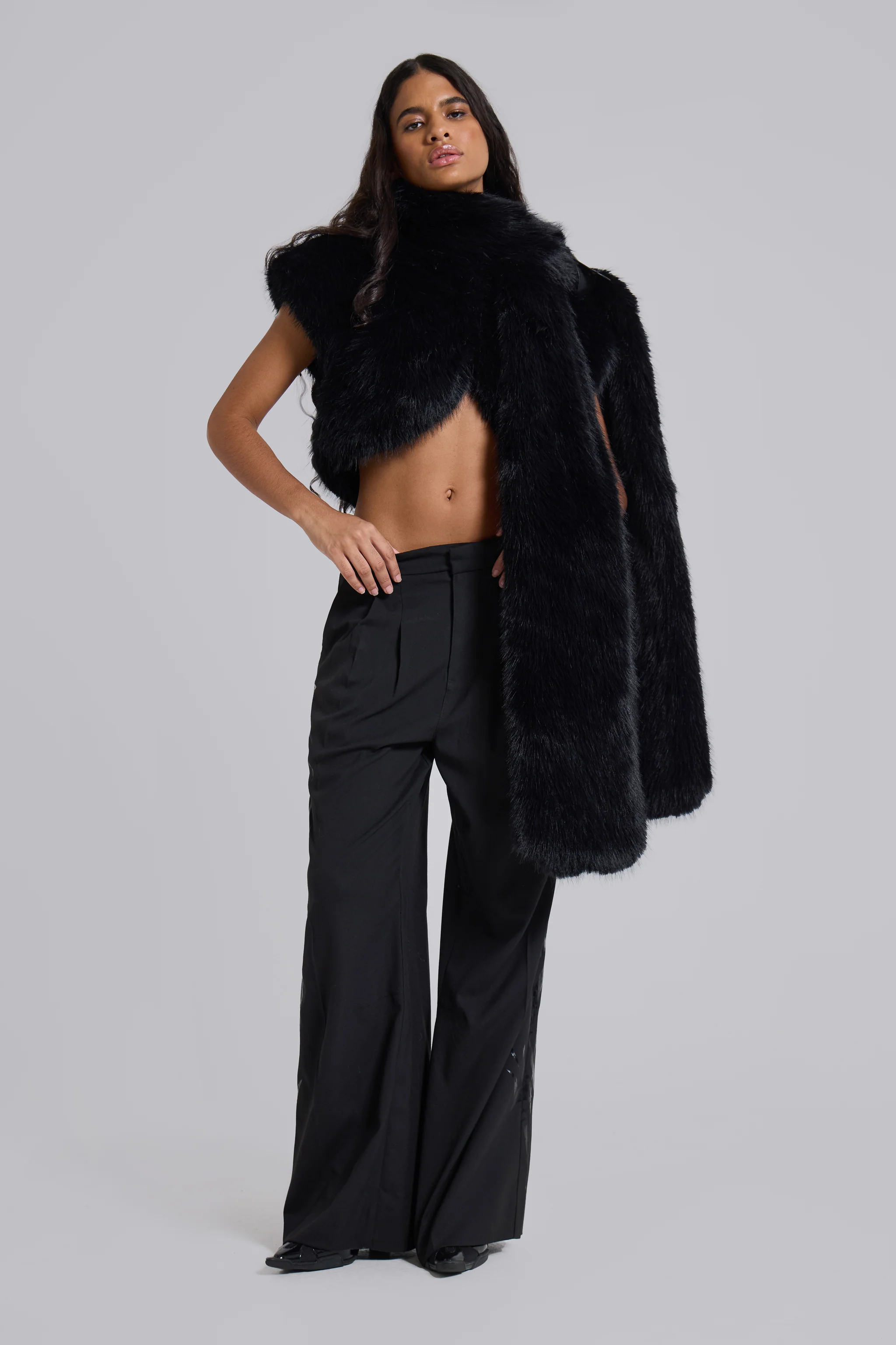 Saskia 2-in-1 Faux Fur Shrug in Black 14 Saskia 2-in-1 Faux Fur Shrug in Black