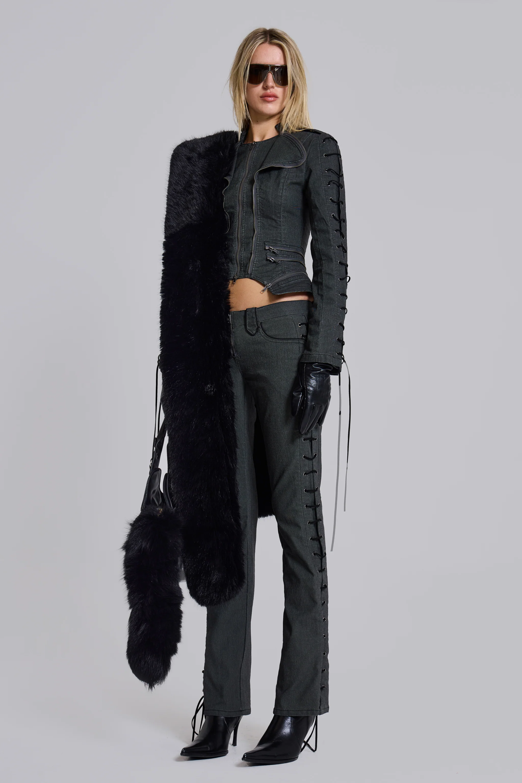 Saskia 2-in-1 Faux Fur Shrug in Black 5 Saskia 2-in-1 Faux Fur Shrug in Black