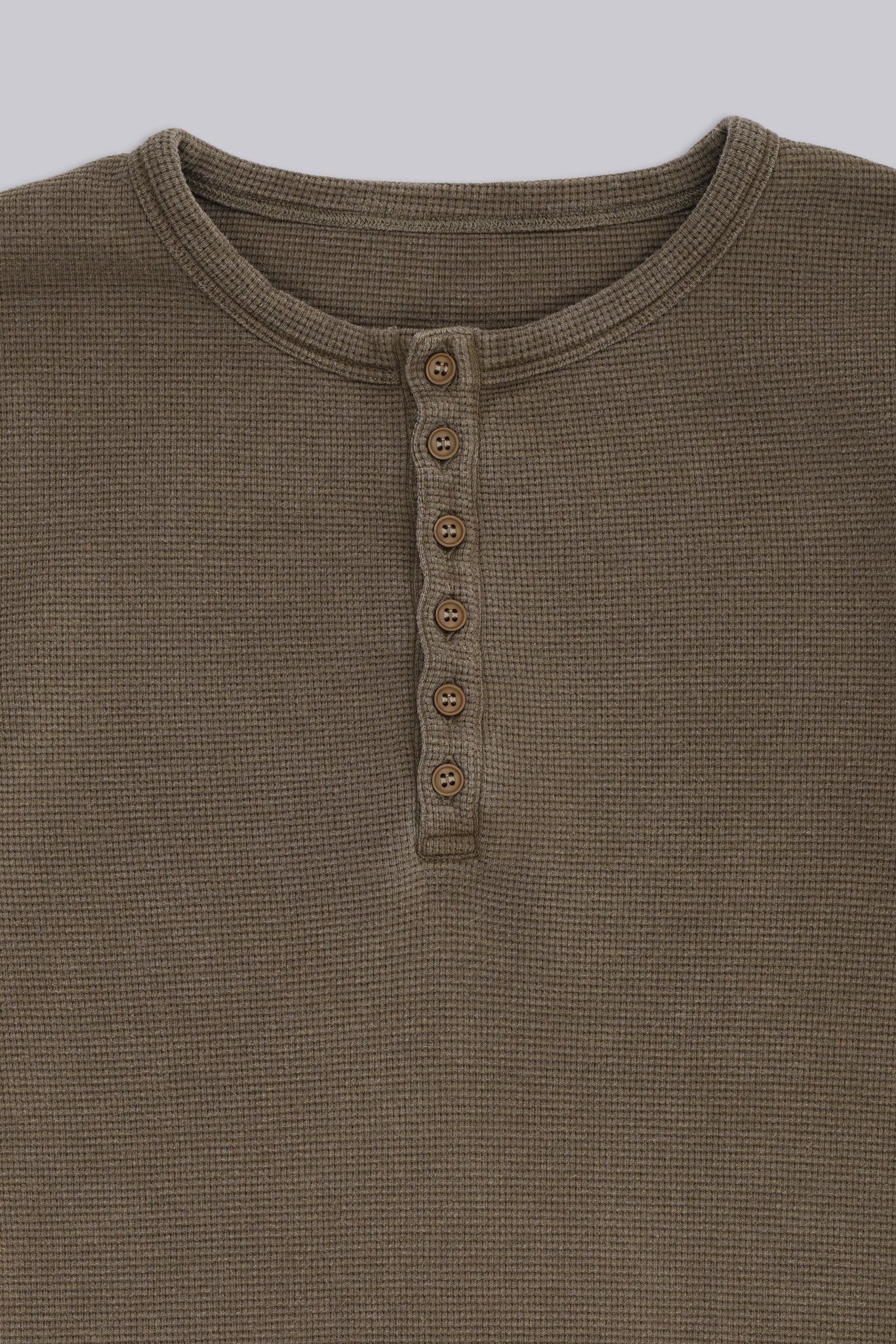 Olive Washed Waffle Henley Top 6 Olive Washed Waffle Henley Top