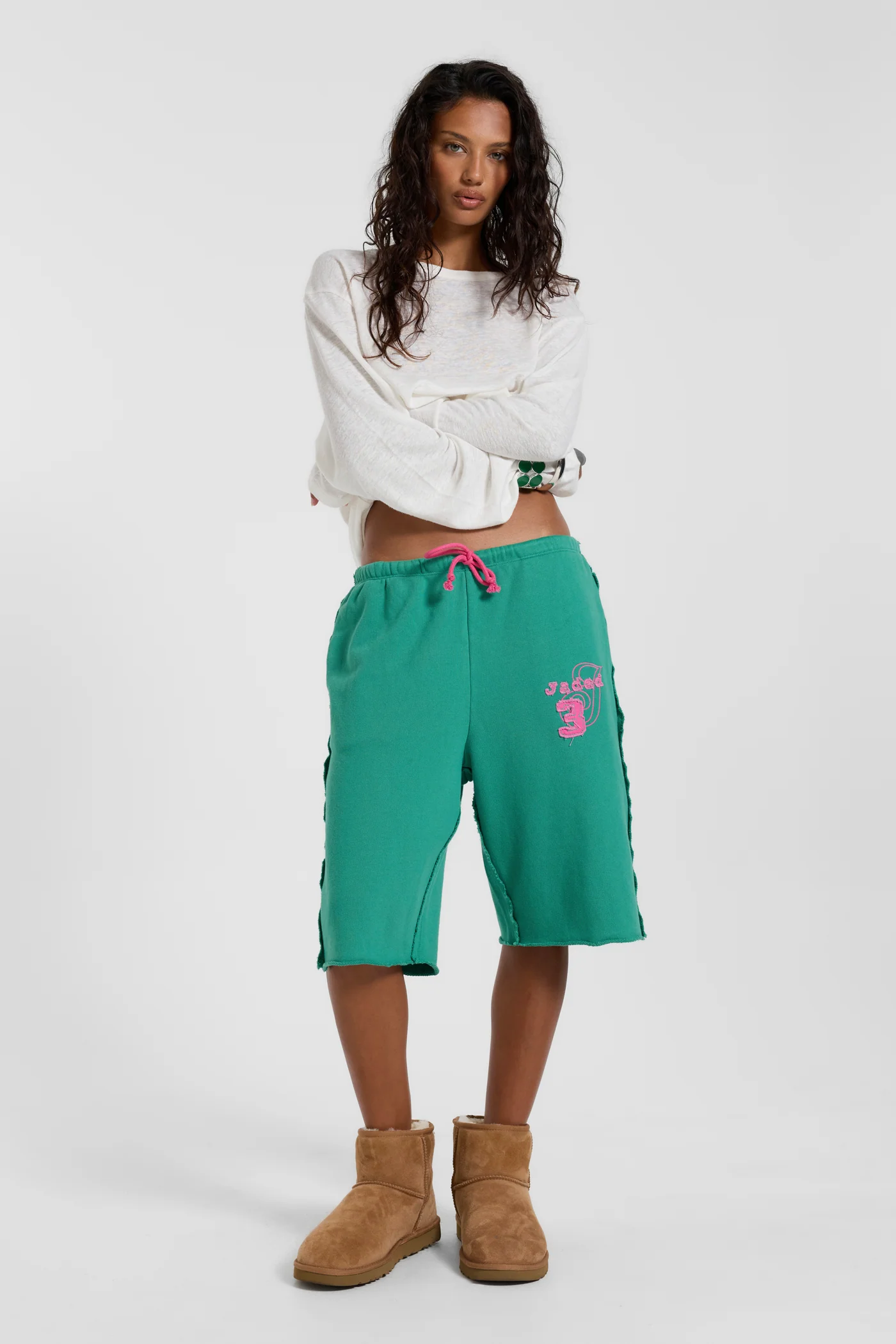 Cleo Slouchy Jogger Shorts in Green
