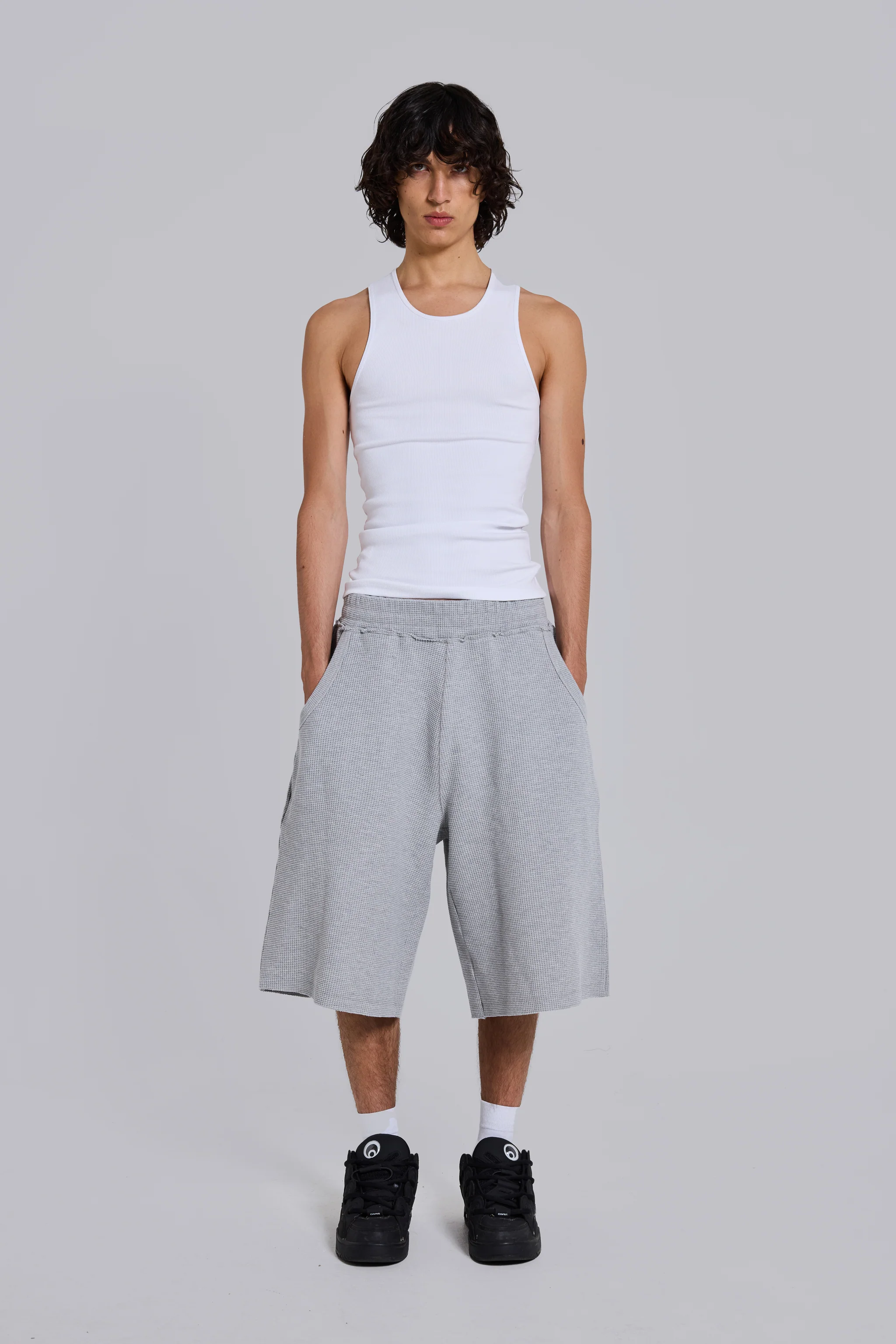 Grey Marl Waffle Monster Jogger Shorts 1 Grey Marl Waffle Monster Jogger Shorts
