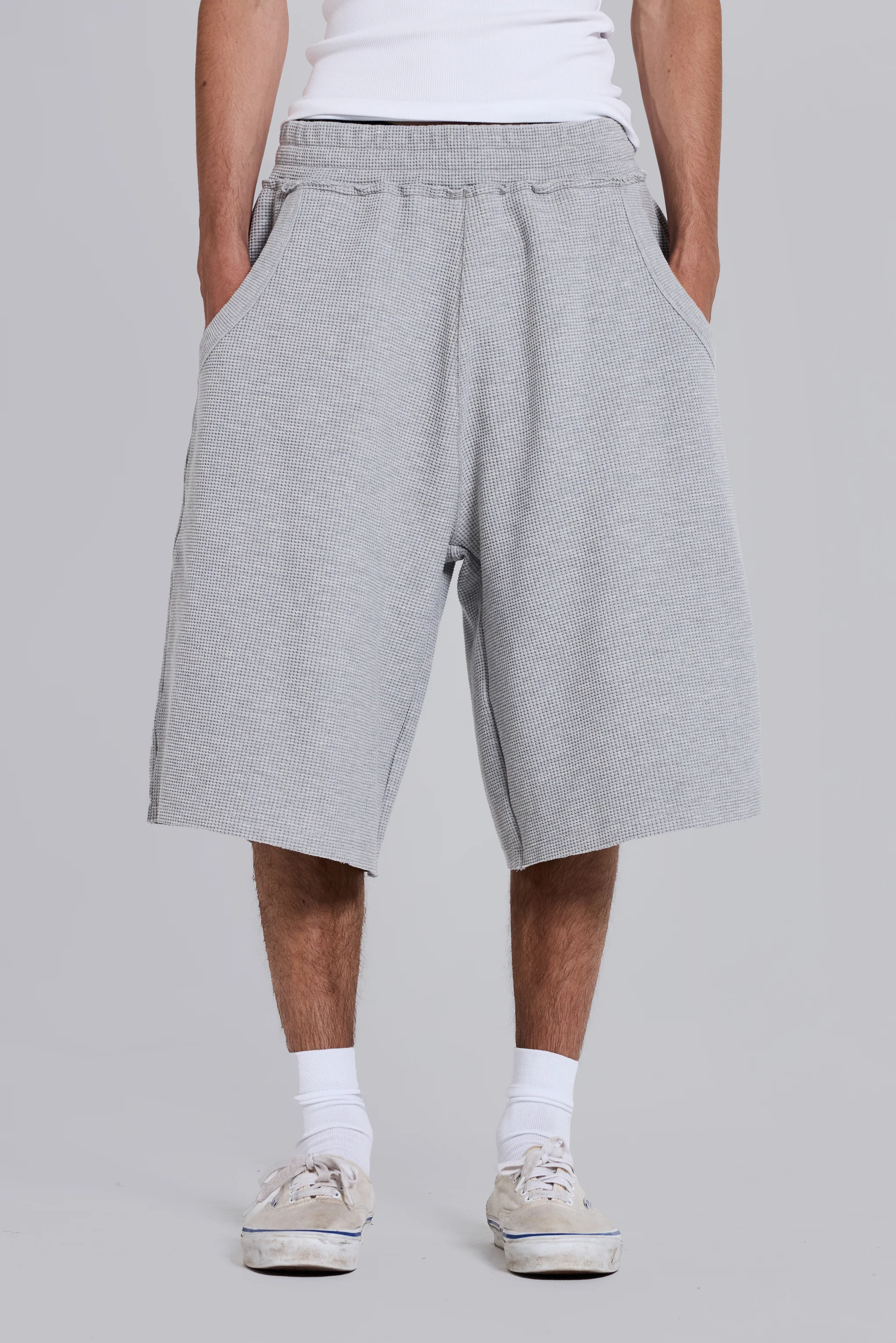 Grey Marl Waffle Monster Jogger Shorts 5 Grey Marl Waffle Monster Jogger Shorts