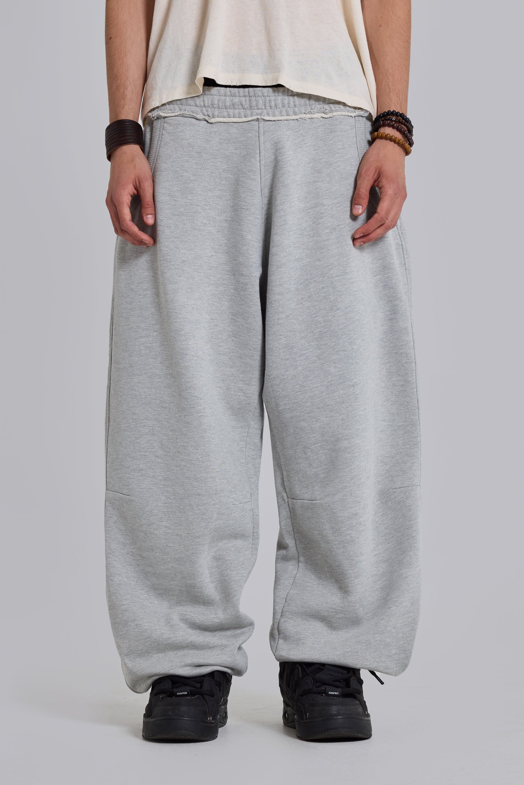 Grey Marl Cuffed Baggy Monster Joggers 1 Grey Marl Cuffed Baggy Monster Joggers