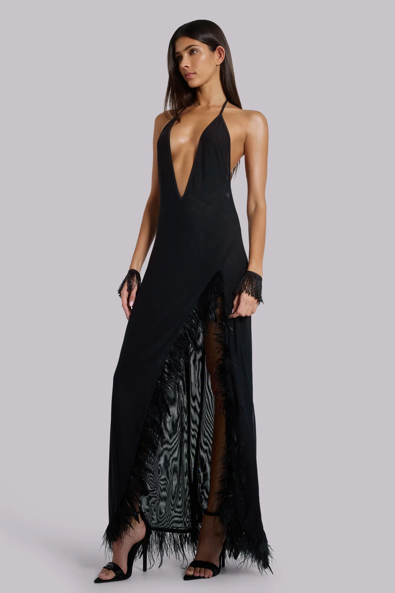 Ravenna Backless Halter Maxi Dress with Feathers 12 Ravenna Backless Halter Maxi Dress with Feathers