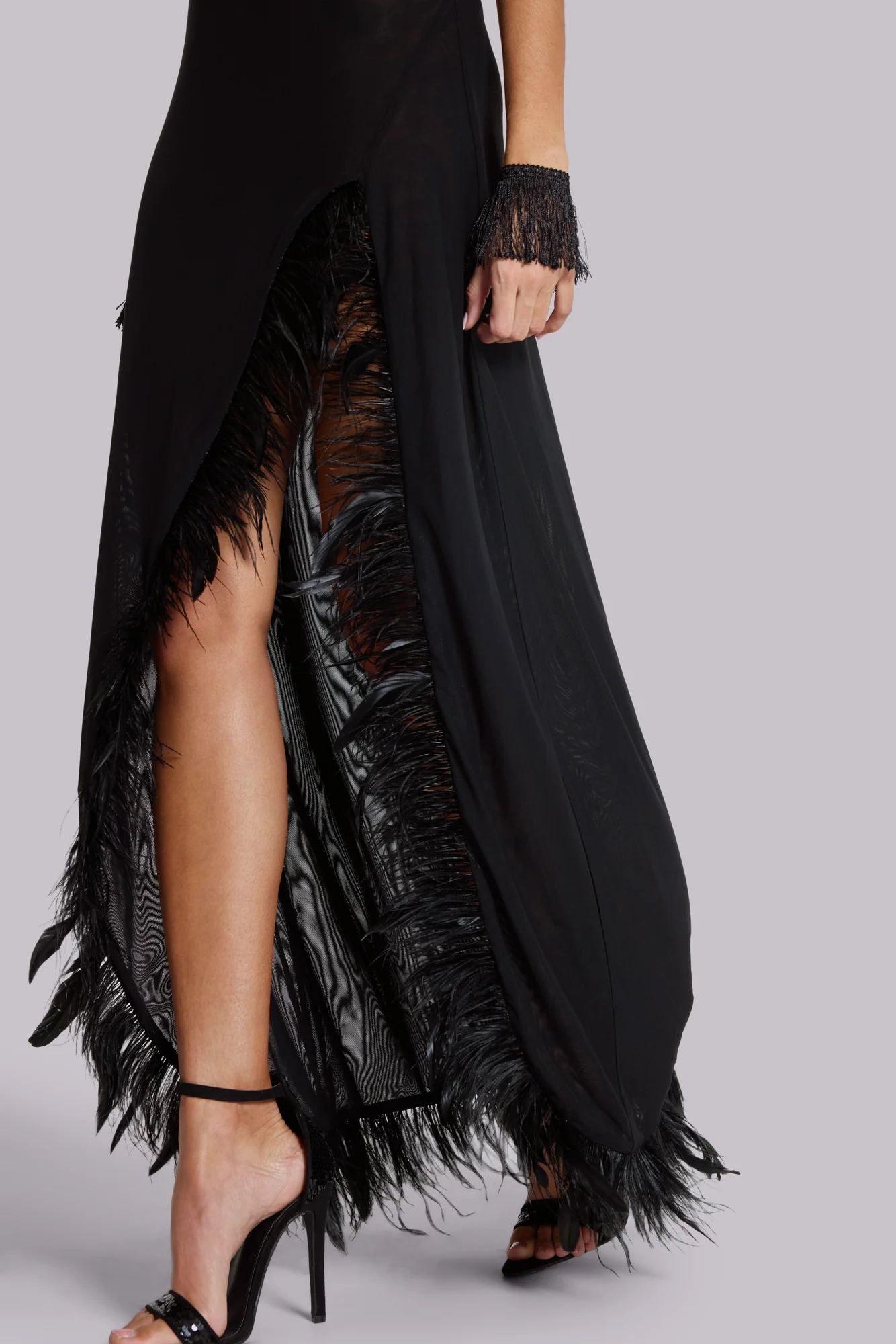 Ravenna Backless Halter Maxi Dress with Feathers 3 Ravenna Backless Halter Maxi Dress with Feathers