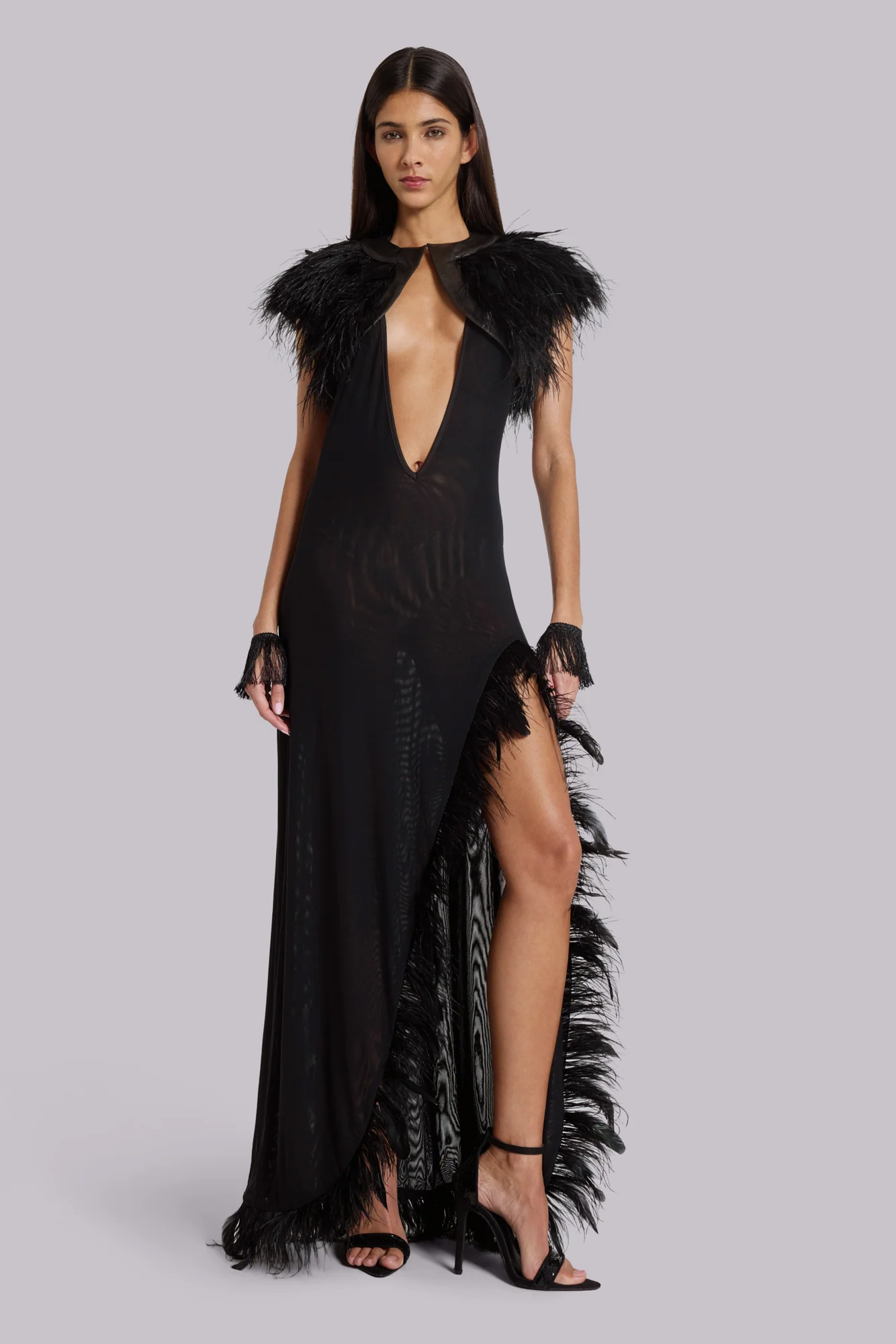 Ravenna Backless Halter Maxi Dress with Feathers 7 Ravenna Backless Halter Maxi Dress with Feathers