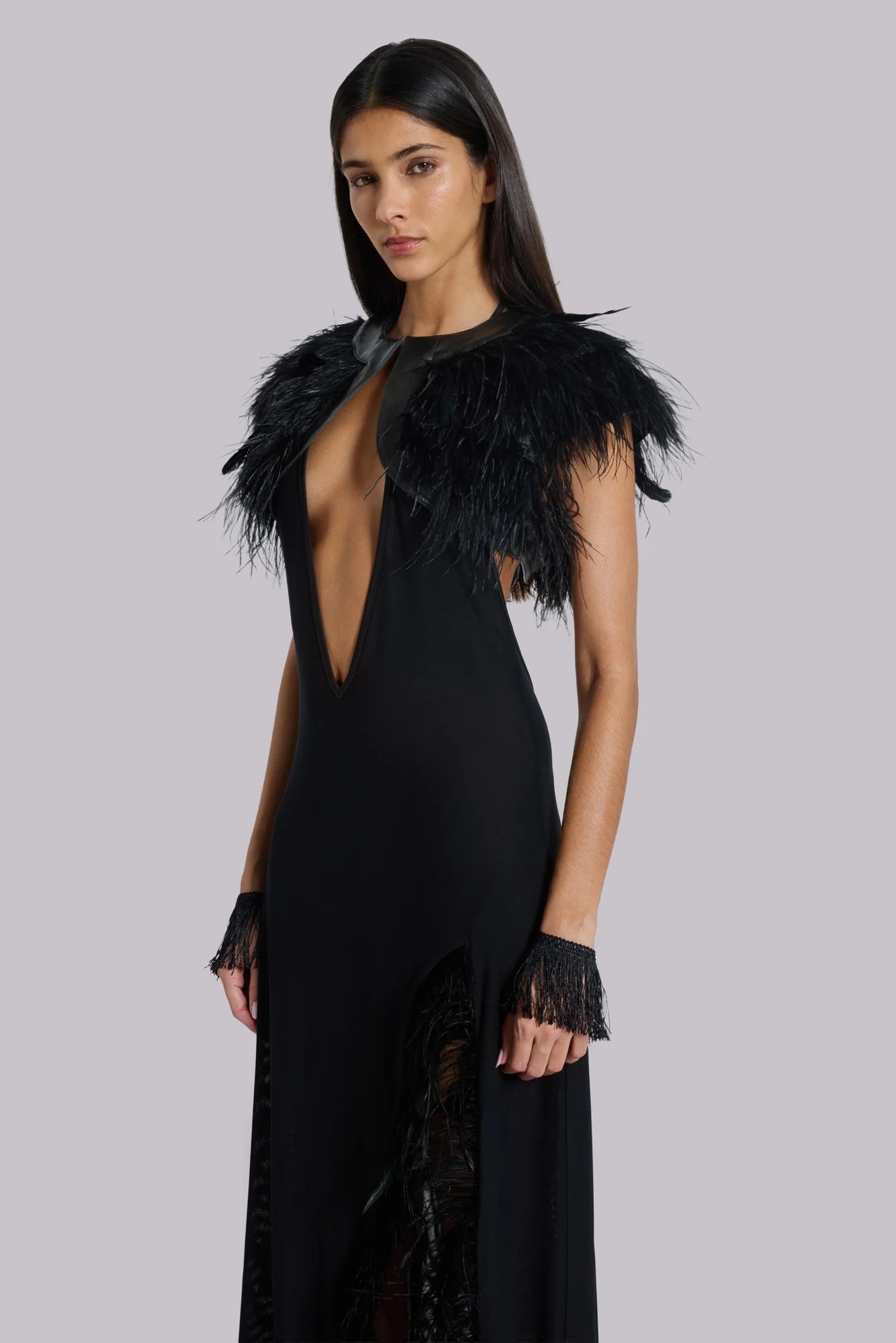 Ravenna Backless Halter Maxi Dress with Feathers 8 Ravenna Backless Halter Maxi Dress with Feathers