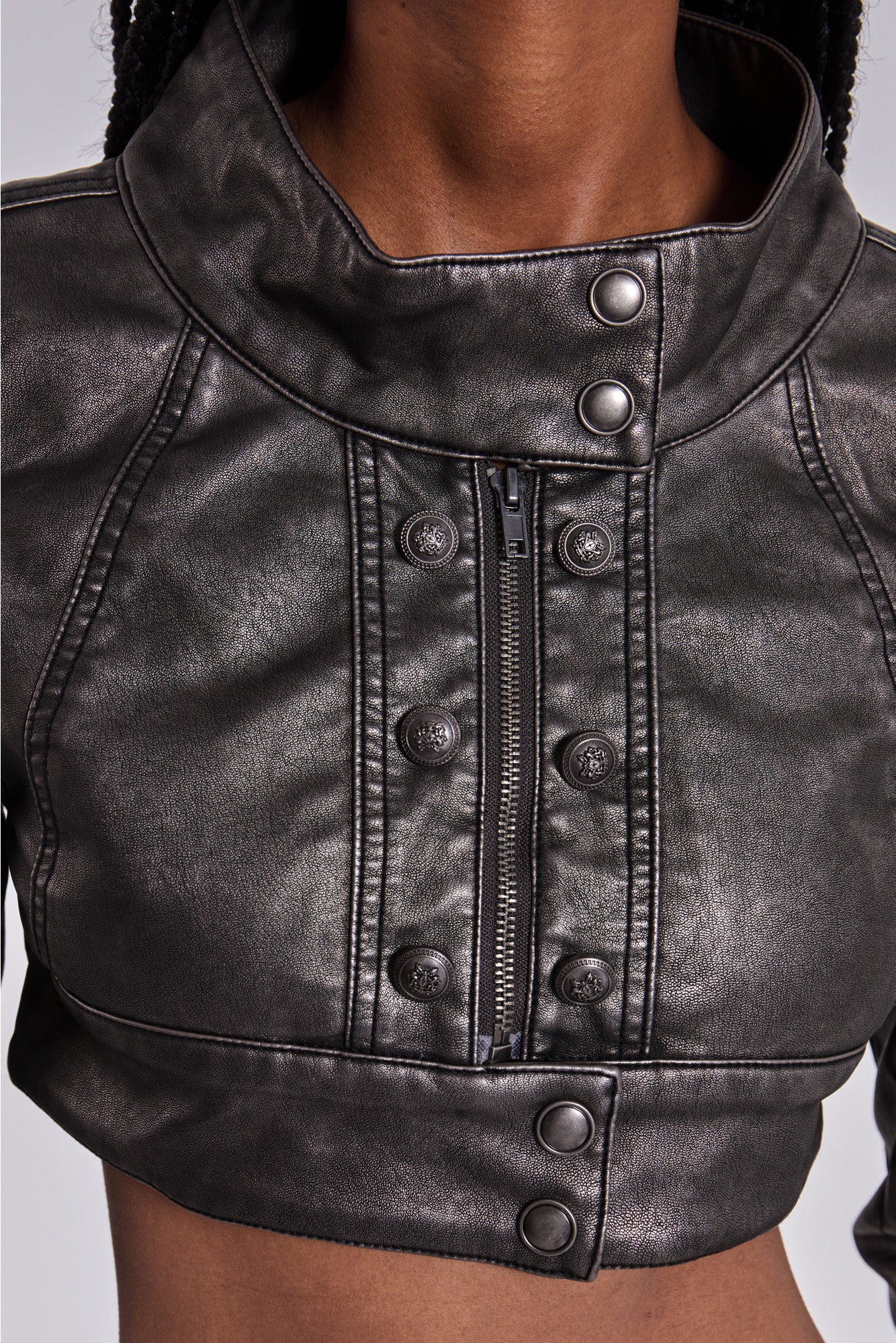 Alektra Military PU Leather Crop Jacket 2 Alektra Military PU Leather Crop Jacket