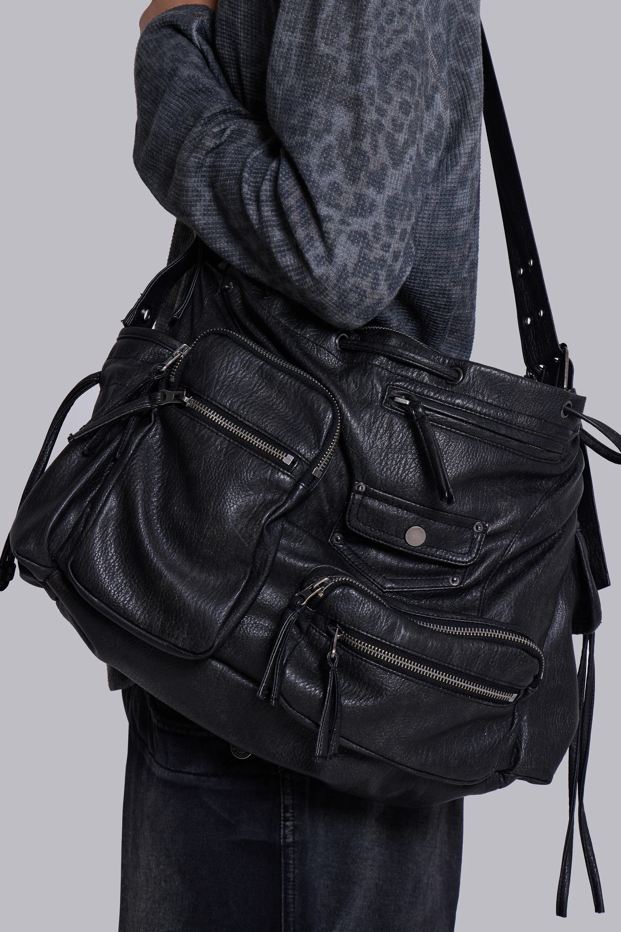 Faux Leather Utility Satchel 4 Faux Leather Utility Satchel