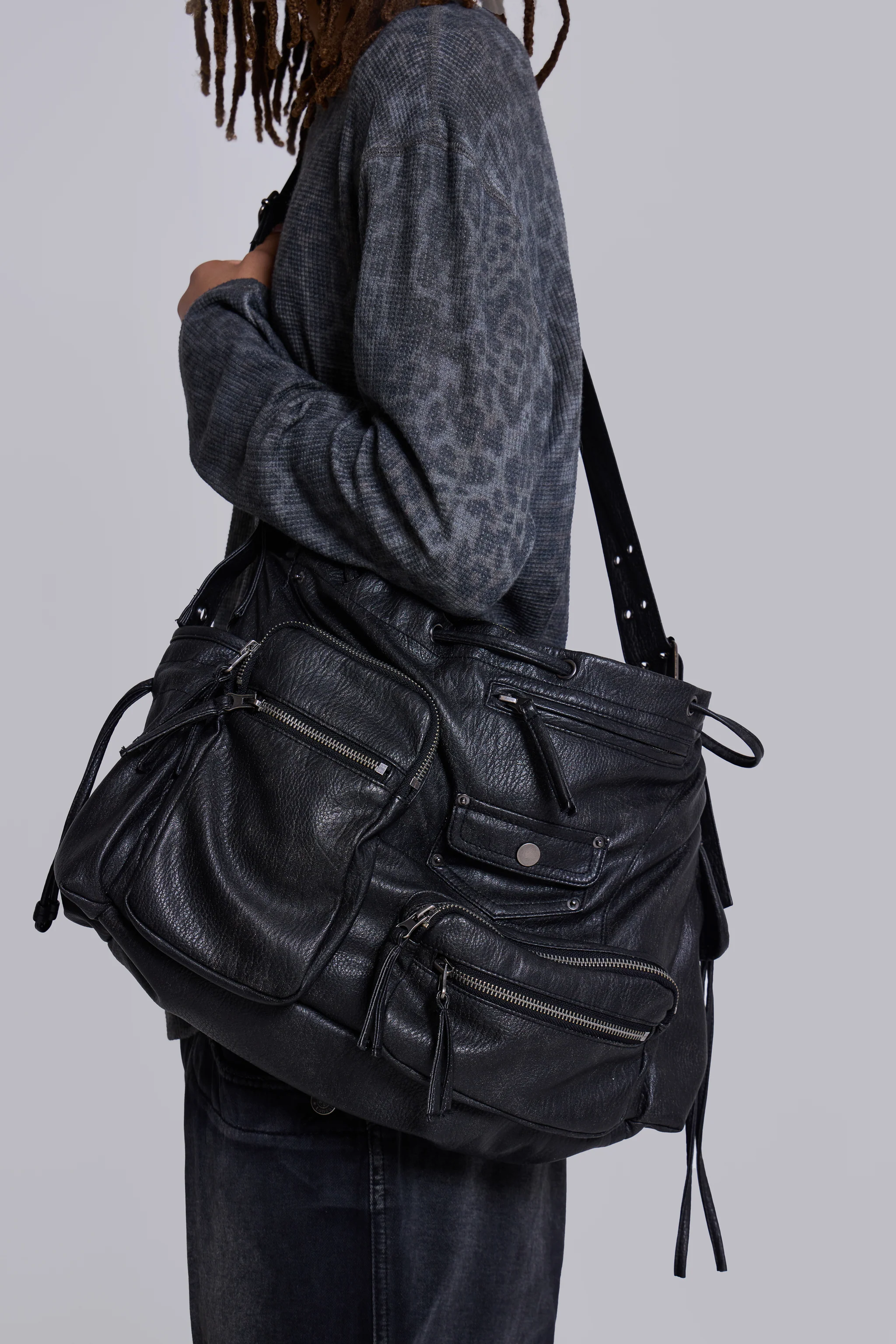 Faux Leather Utility Satchel 5 Faux Leather Utility Satchel